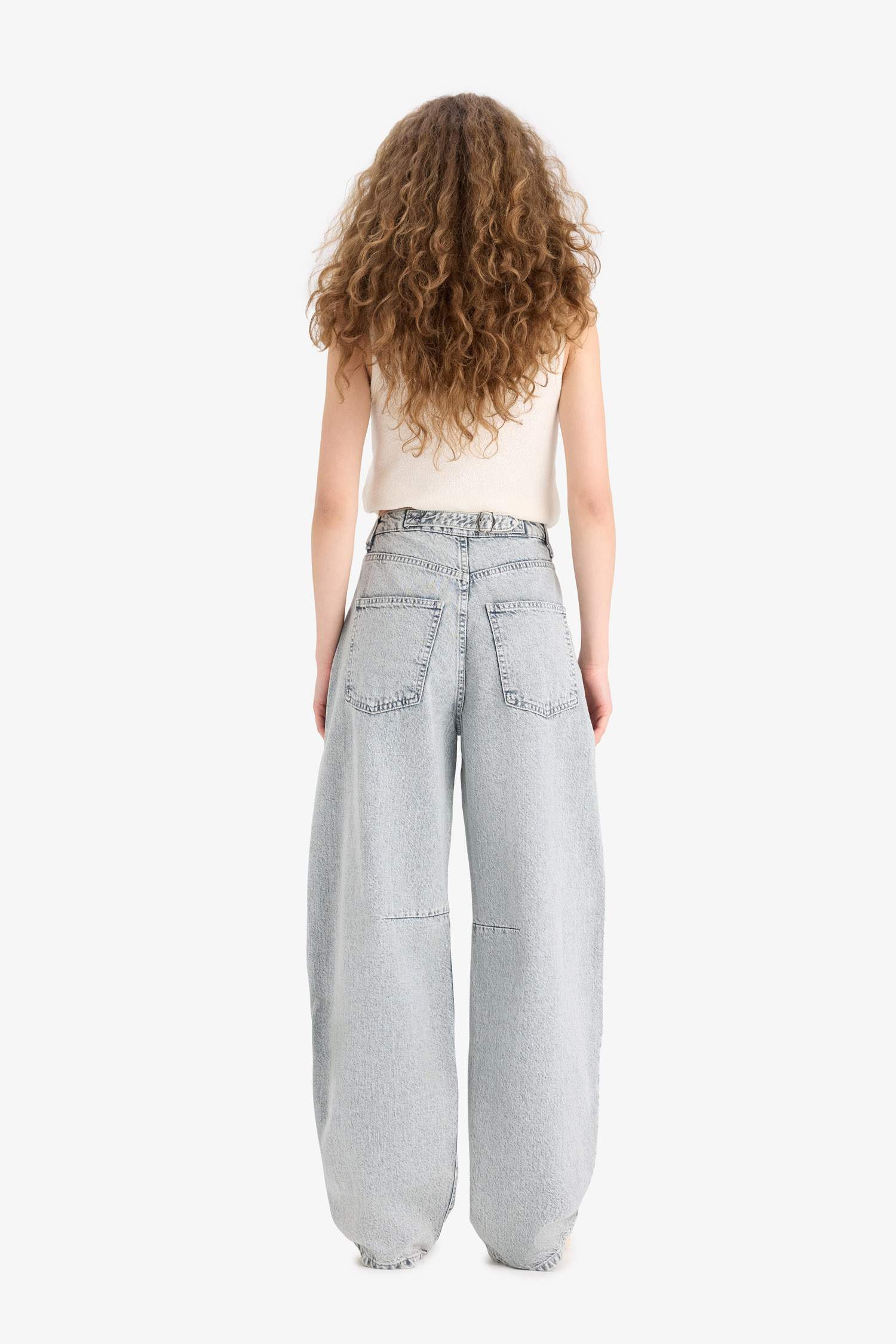 Baggy Fit High Waist Straight Leg Long Jeans