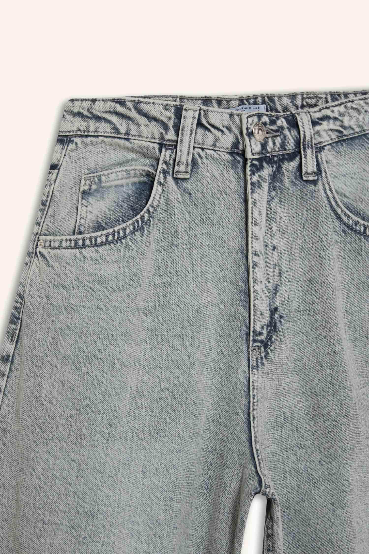 Baggy Fit High Waist Straight Leg Long Jeans