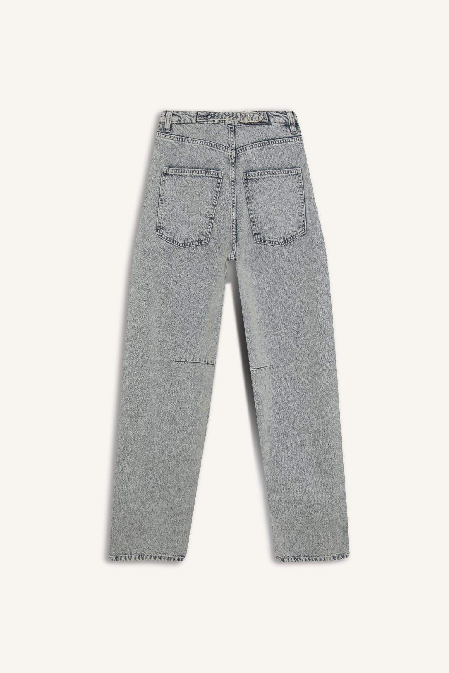 Baggy Fit High Waist Straight Leg Long Jeans