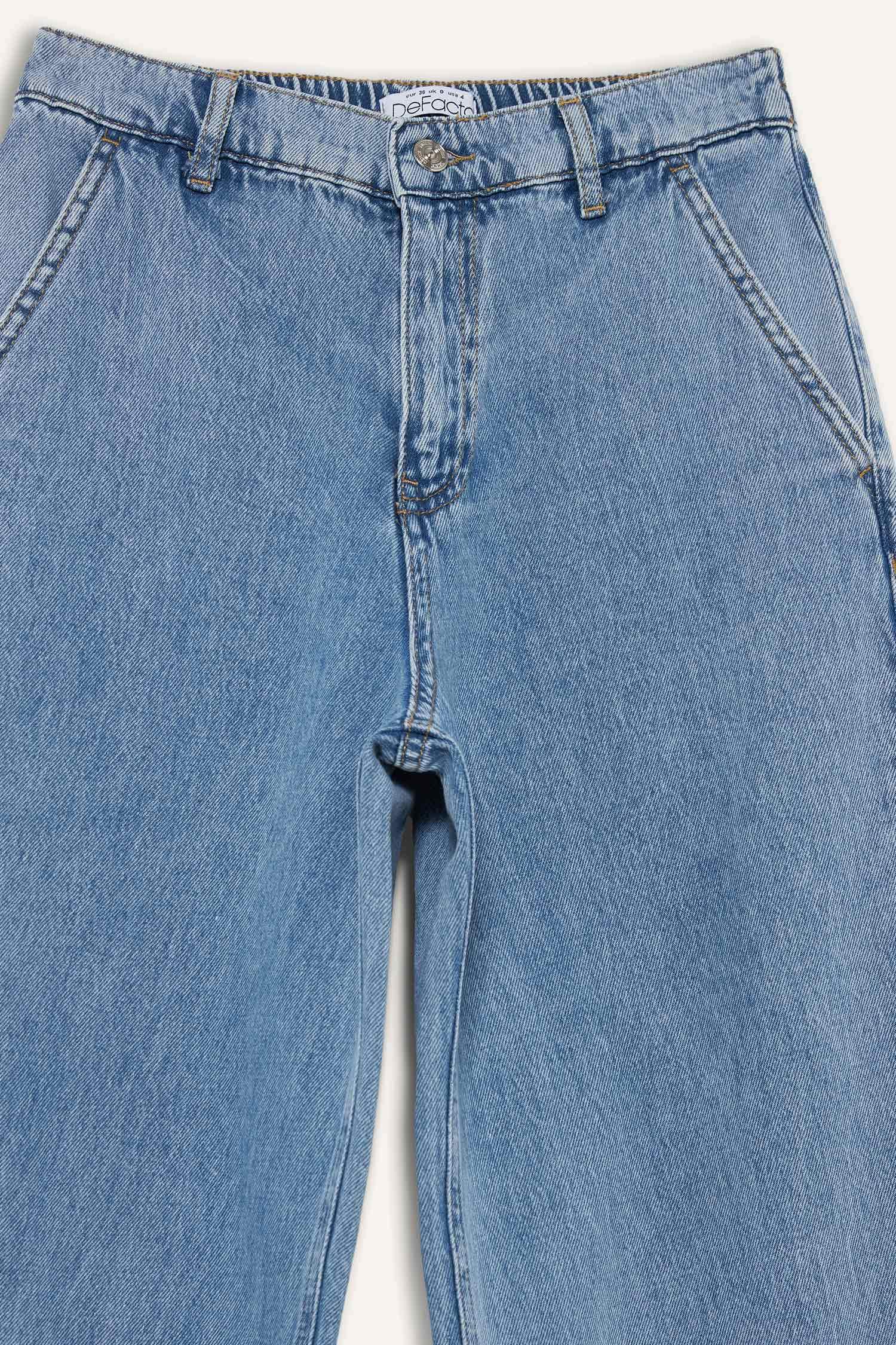 Carrot Fit  Beli Lastikli Bilek Boy Jean Yıkamalı Pantolon