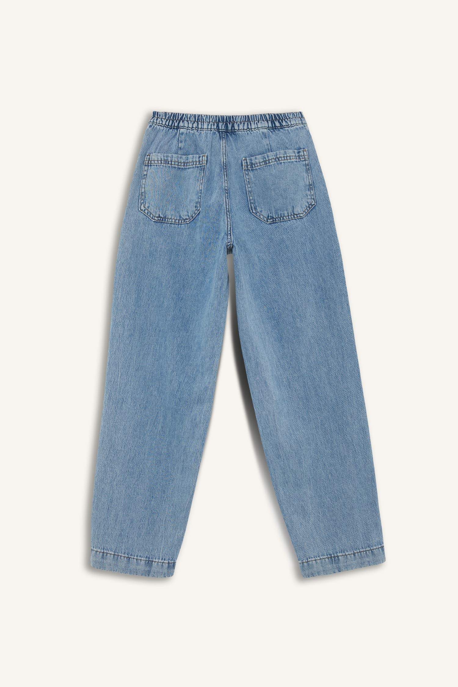 Carrot Fit  Beli Lastikli Bilek Boy Jean Yıkamalı Pantolon