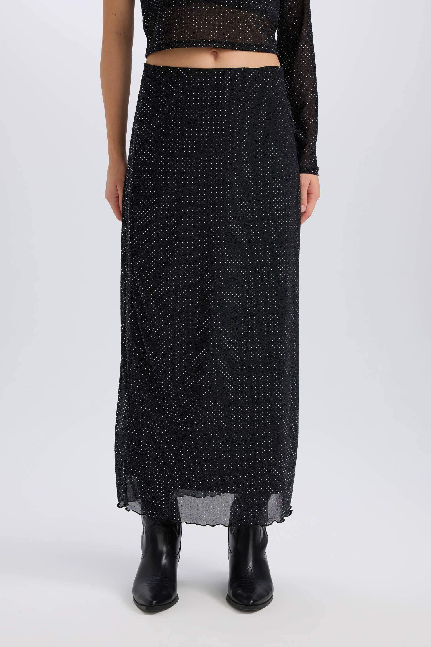 Jupe longue en Tricot Maille Taille haute