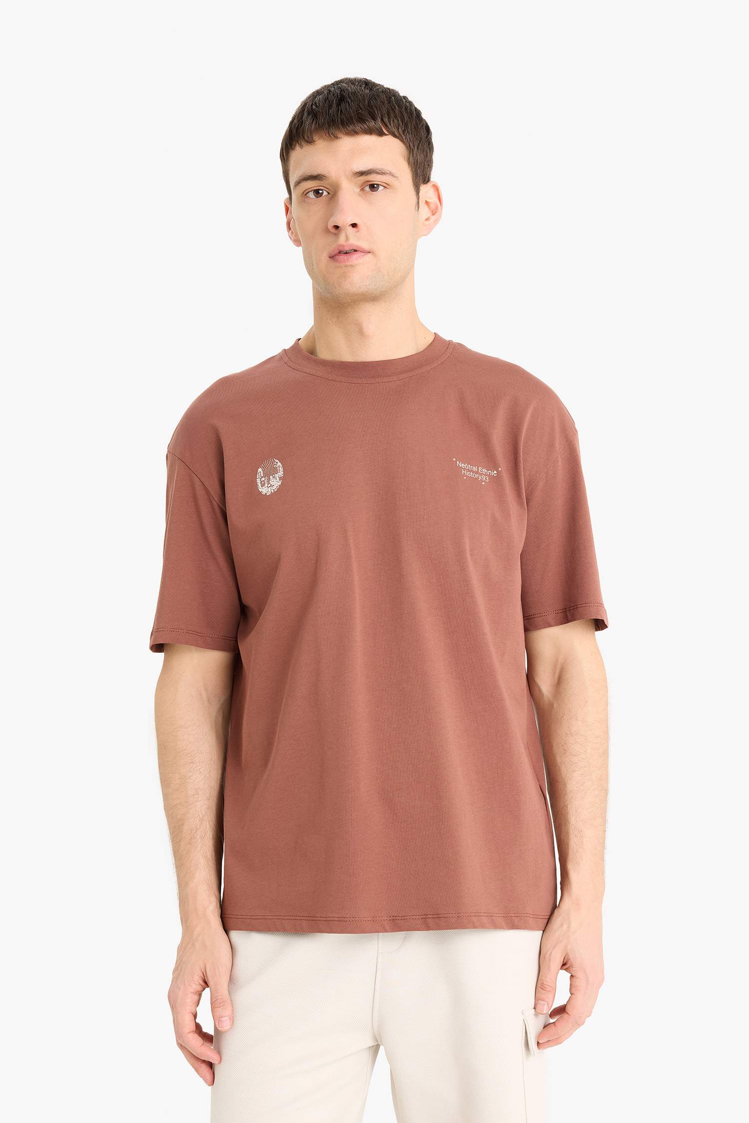 Boxy Fit Crew Neck Printed Short Sleeve T-Shirt