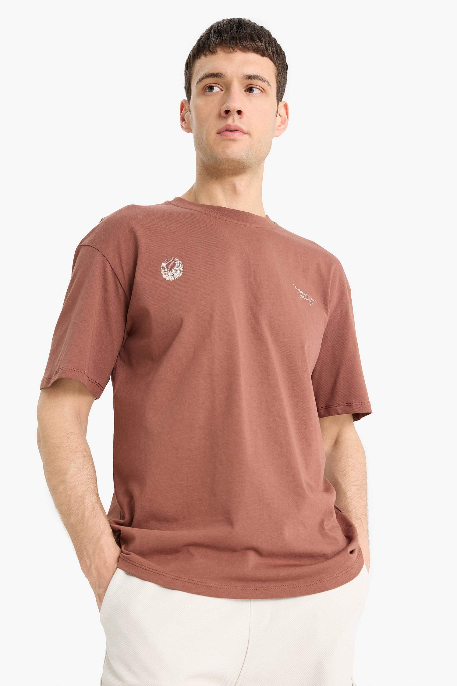 Boxy Fit Crew Neck Printed Short Sleeve T-Shirt