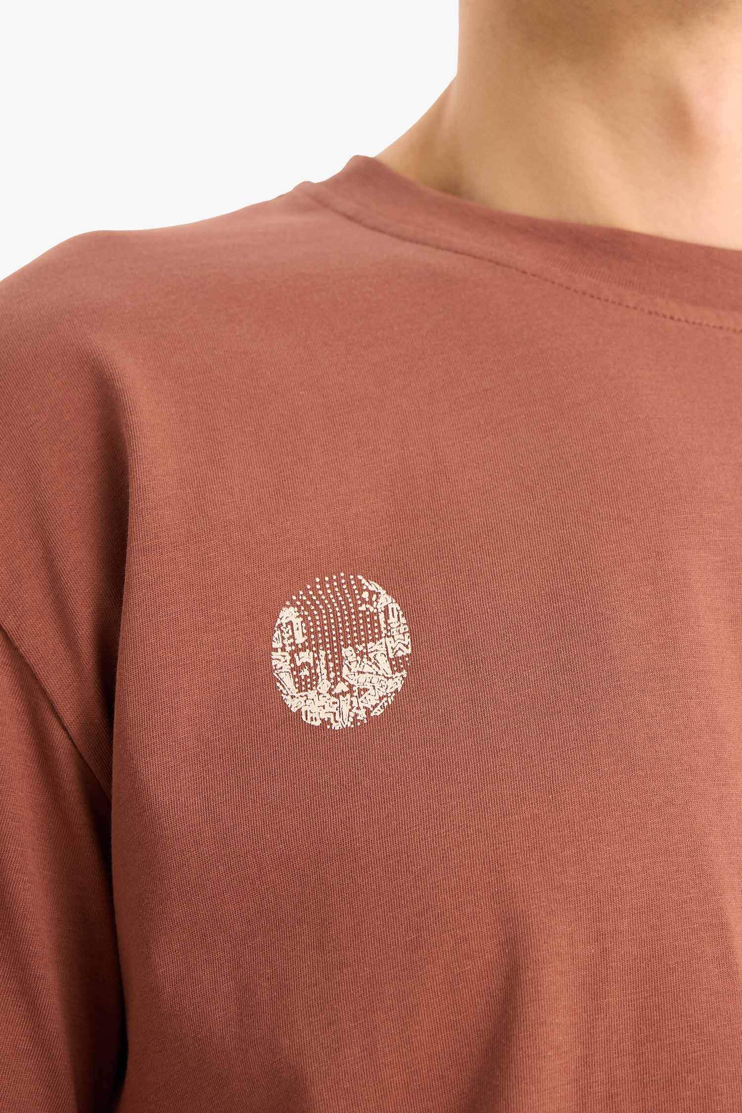 Boxy Fit Crew Neck Printed Short Sleeve T-Shirt