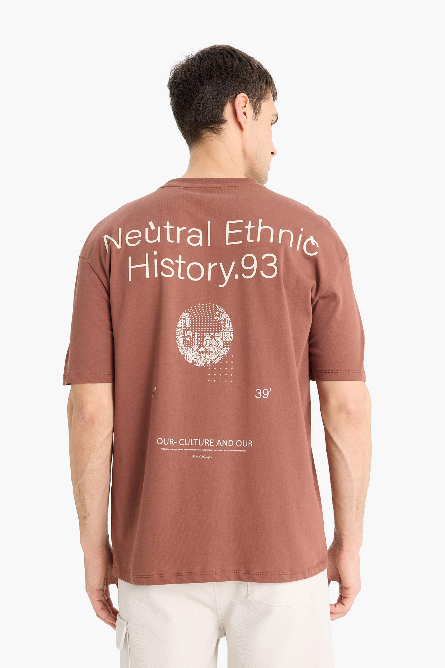 Boxy Fit Crew Neck Printed Short Sleeve T-Shirt