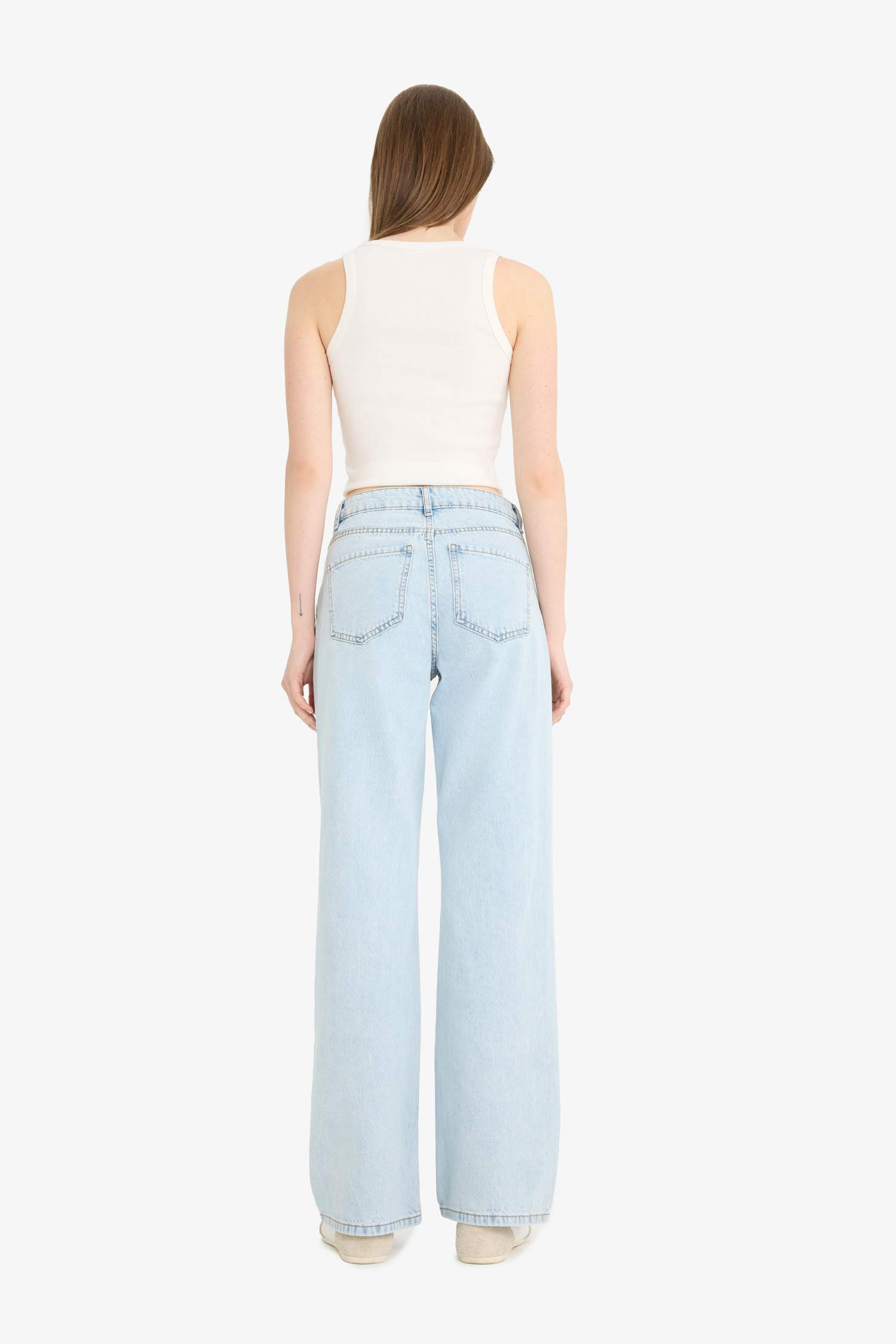 Straight Wide Yüksek Bel Düz Paça Uzun Jean Pantolon