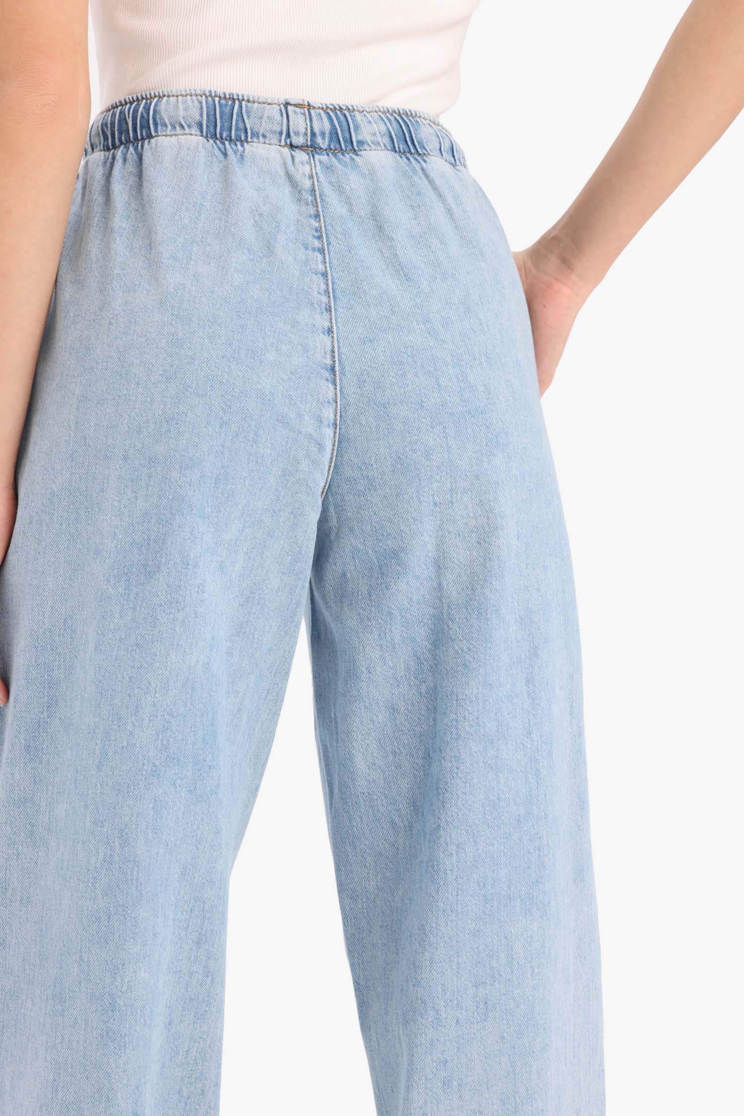 Yüksek Bel Geniş Paça Uzun Yumuşak Jean Pantolon