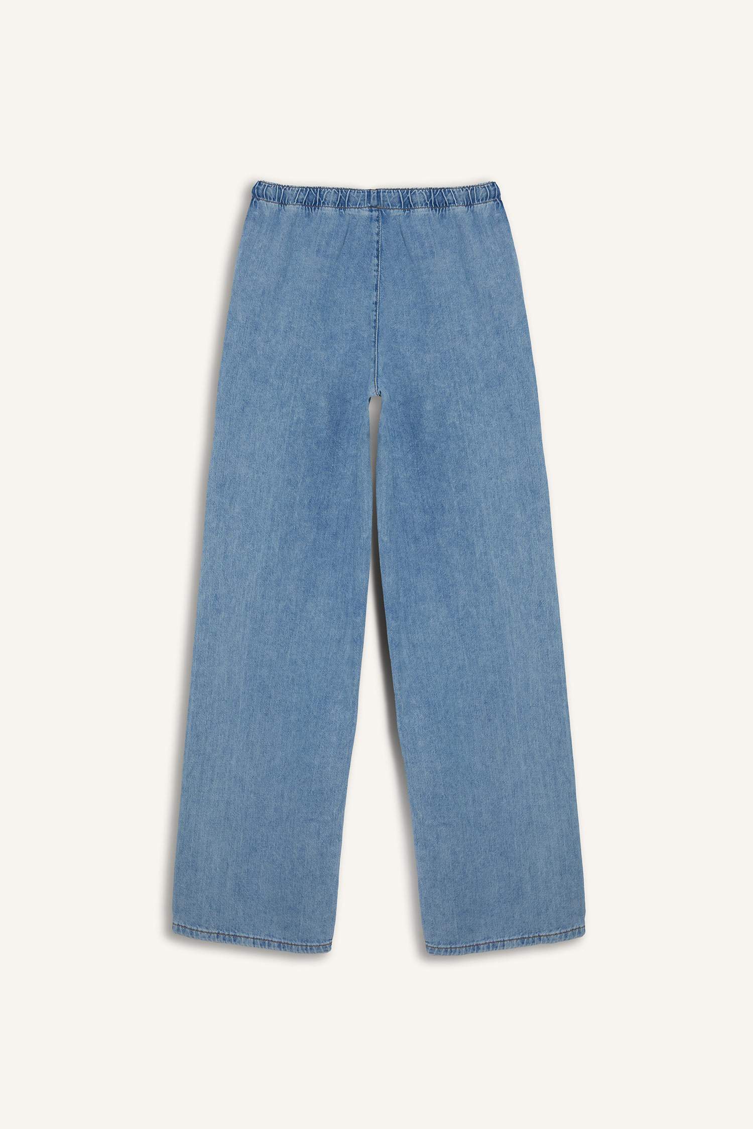 Yüksek Bel Geniş Paça Uzun Yumuşak Jean Pantolon