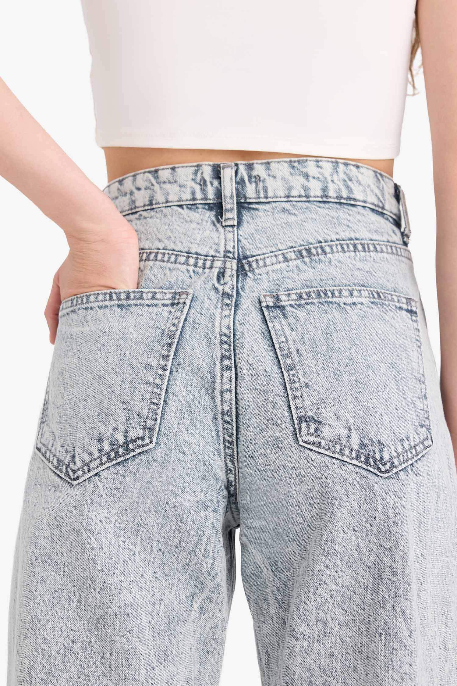 Straight Wide Yüksek Bel Geniş Paça Uzun Jean Pantolon