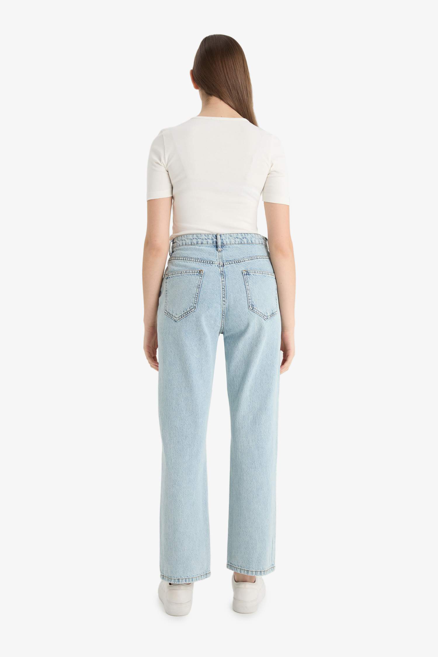 Straight Fit High Waist Straight Leg Jeans