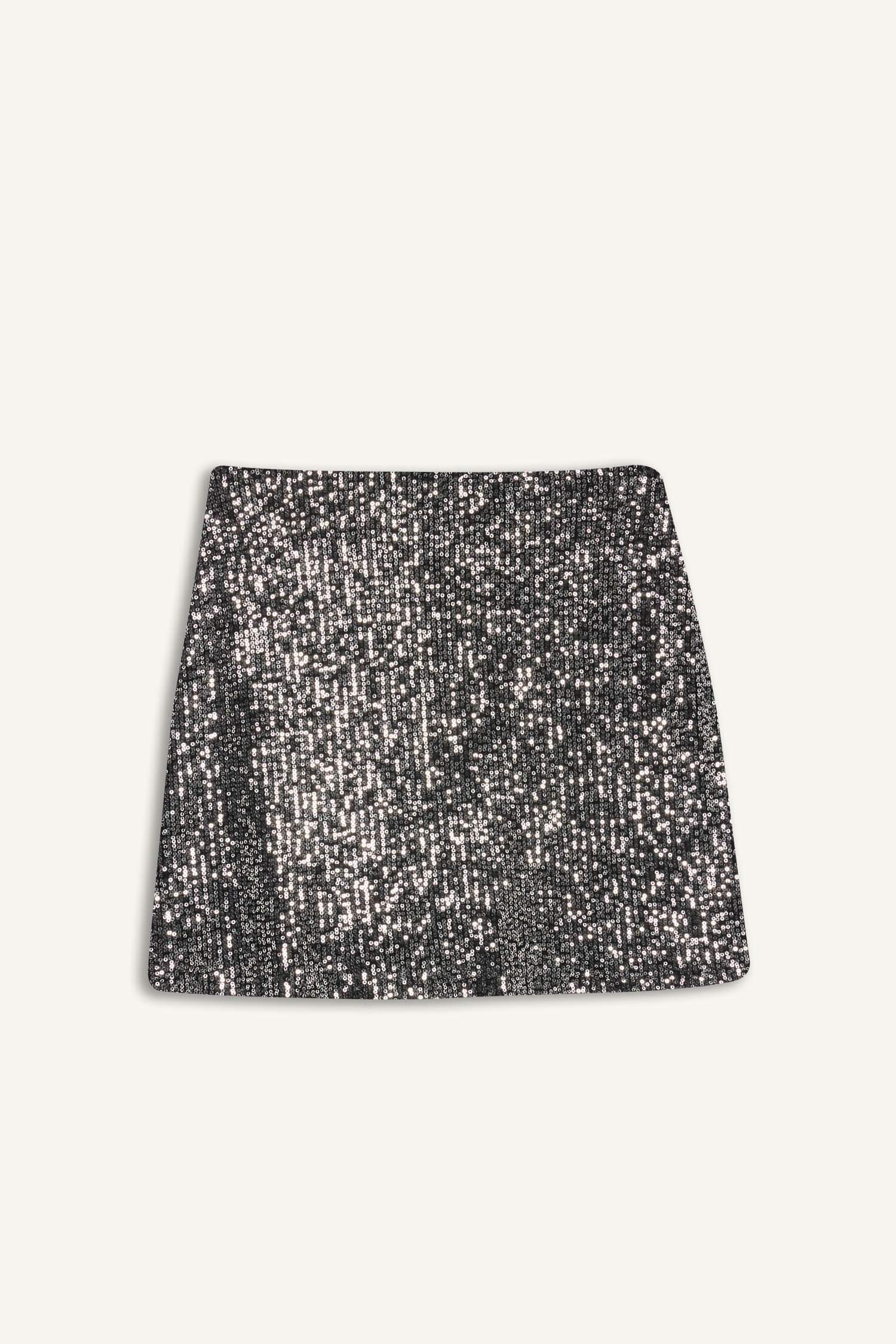 A Line Sequined Fabric High Waist Mini Knitted Skirt