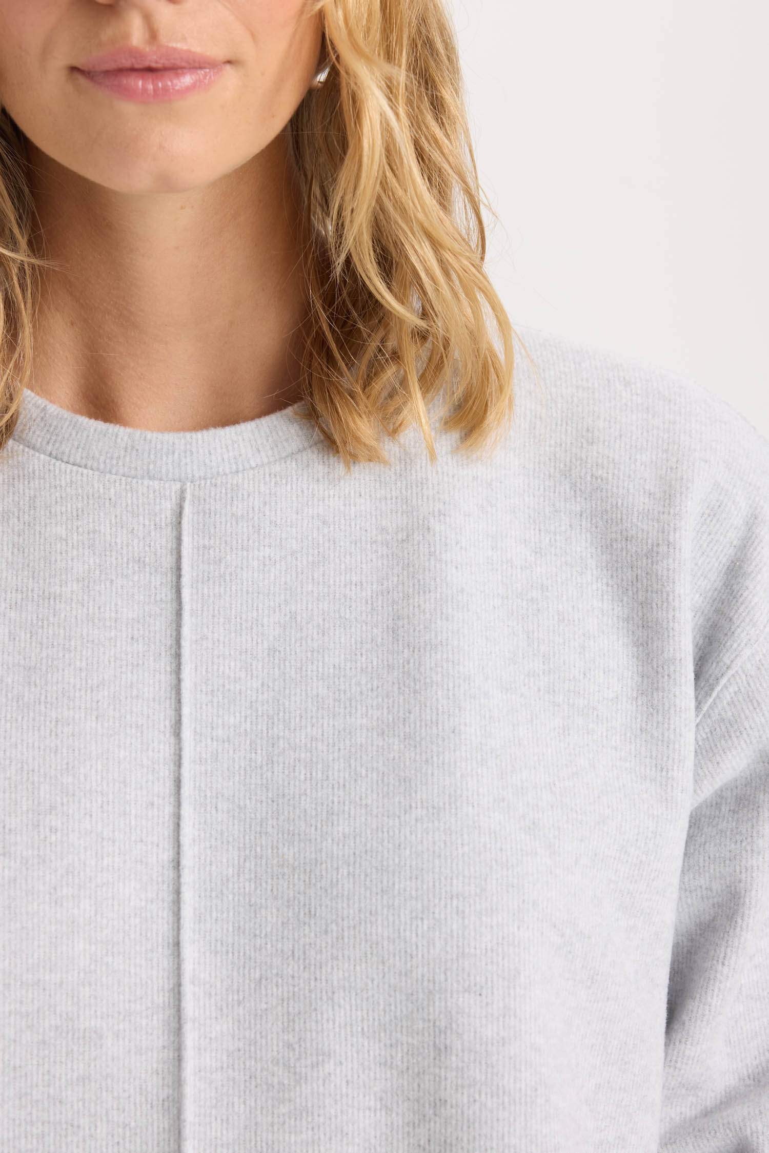 2'li Takım Bisiklet Yaka Uzun Kollu Basic Düz Üst Wide Leg Geniş Bol Paça Alt