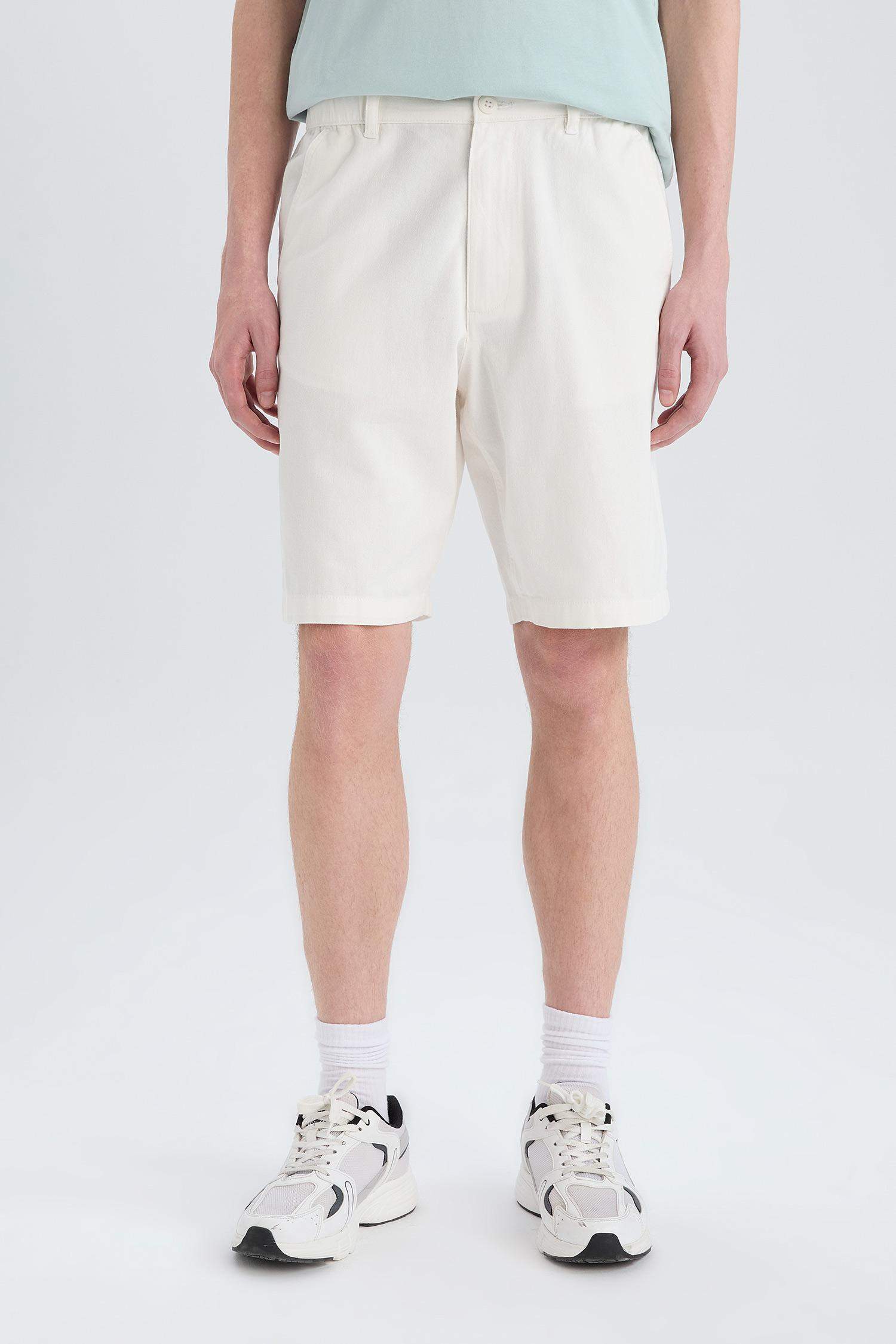 Регулярный Крой Хлопковые Шорты-Бермуды