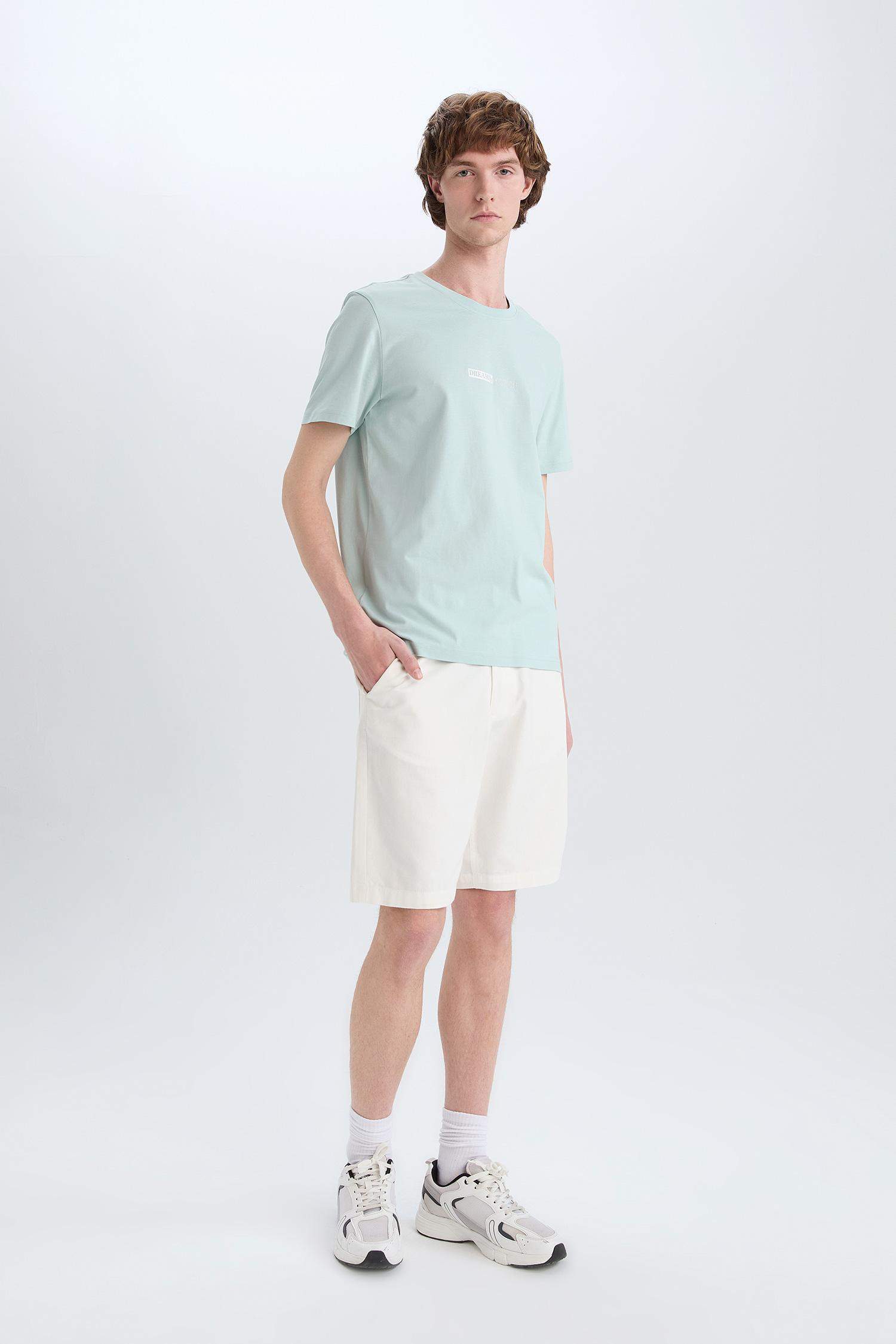 Регулярный Крой Хлопковые Шорты-Бермуды