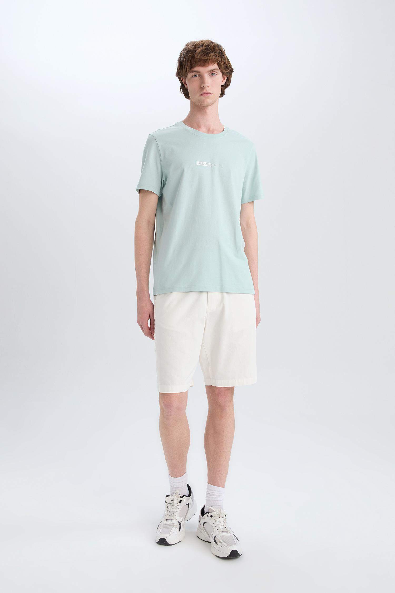 Регулярный Крой Хлопковые Шорты-Бермуды