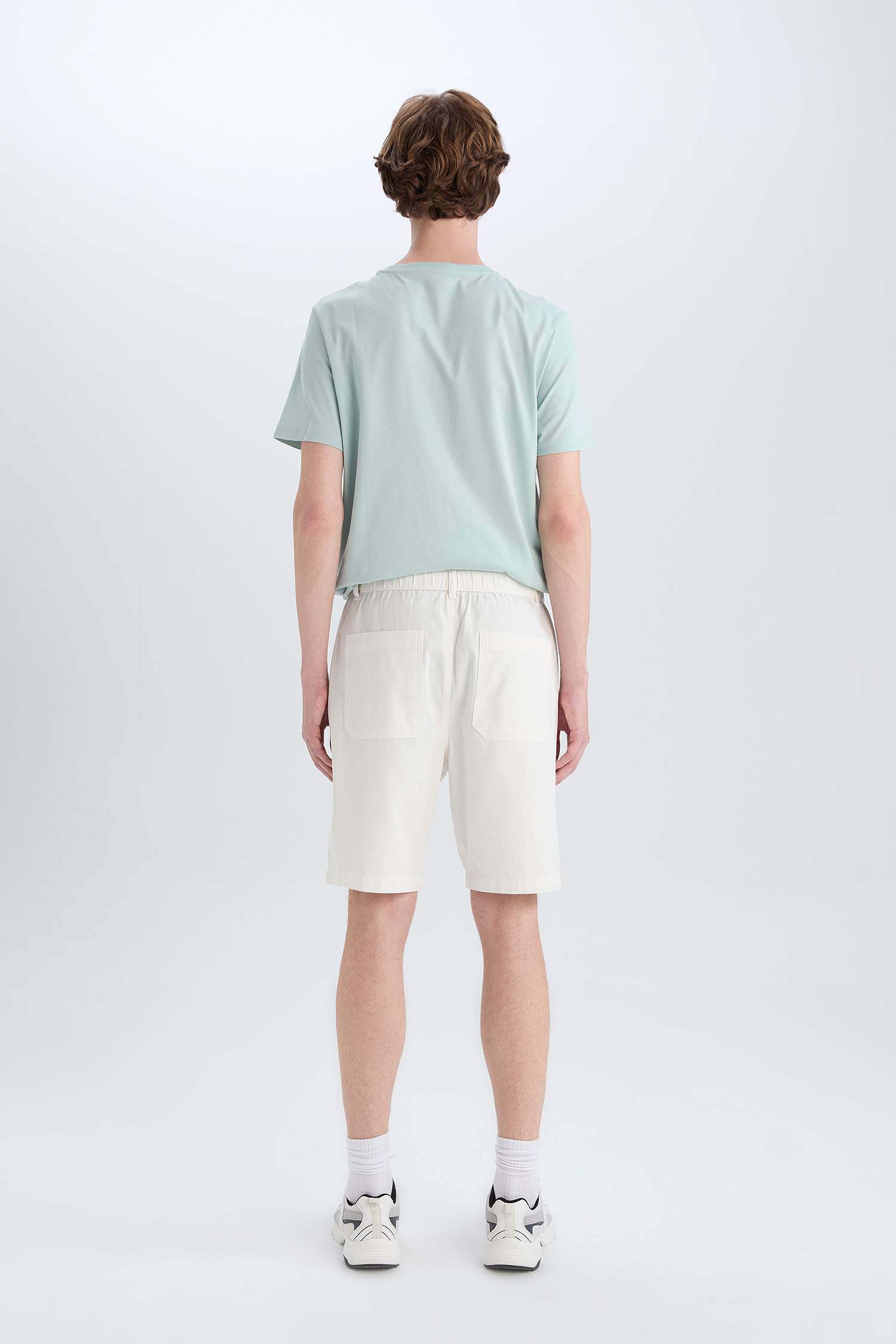 Регулярный Крой Хлопковые Шорты-Бермуды