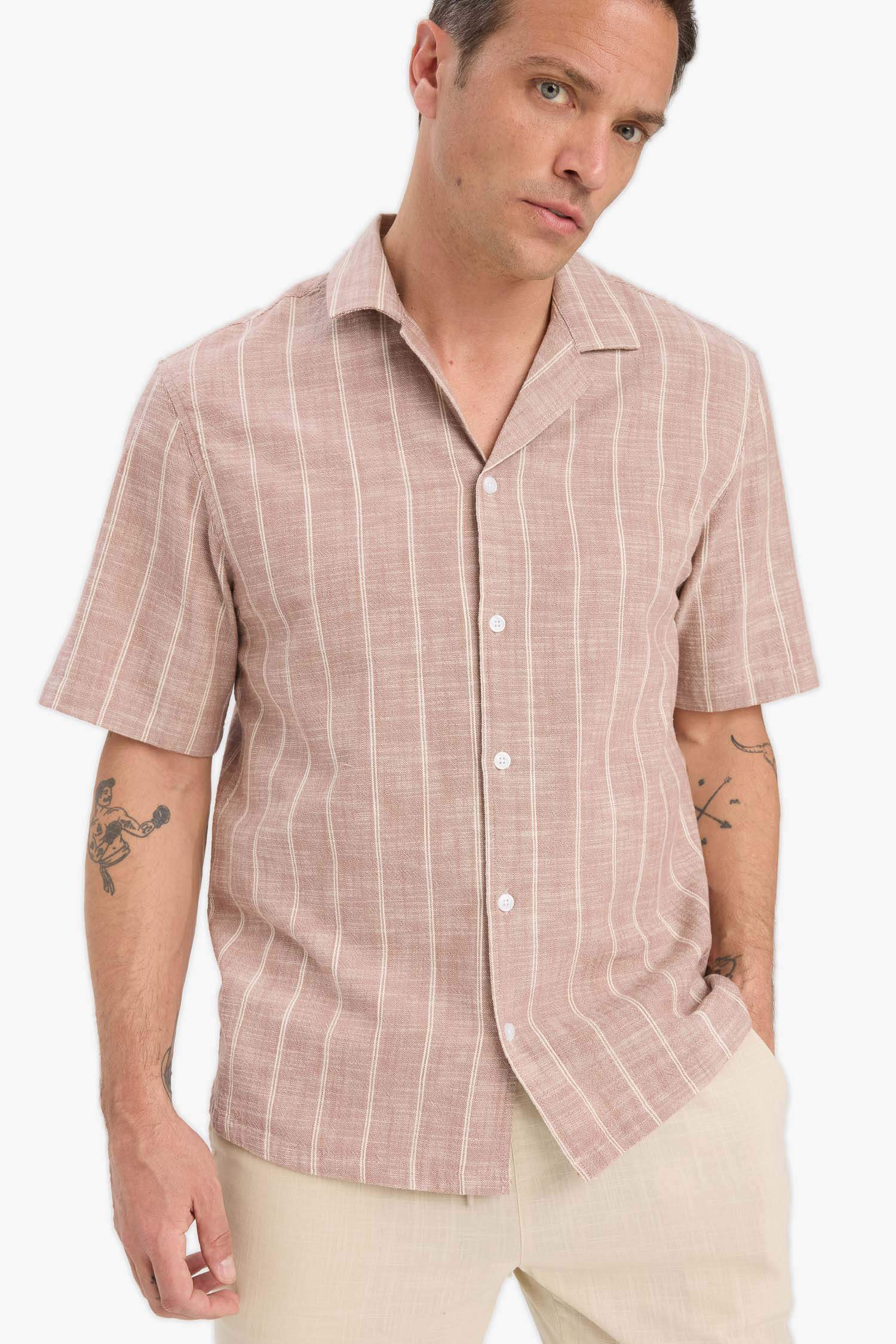 Chemise 100% coton à manches courtes Coupe décontractée