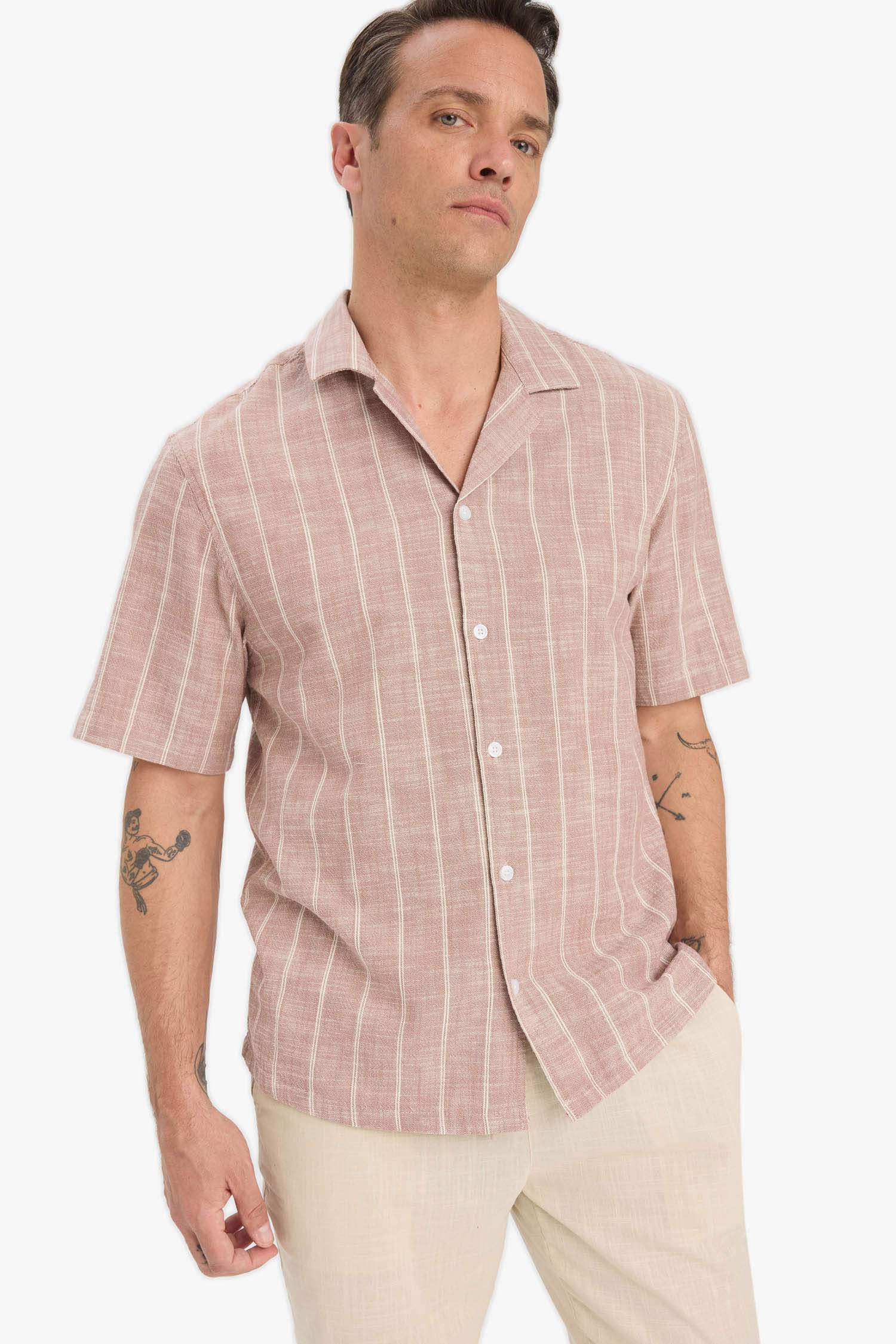 Chemise 100% coton à manches courtes Coupe décontractée