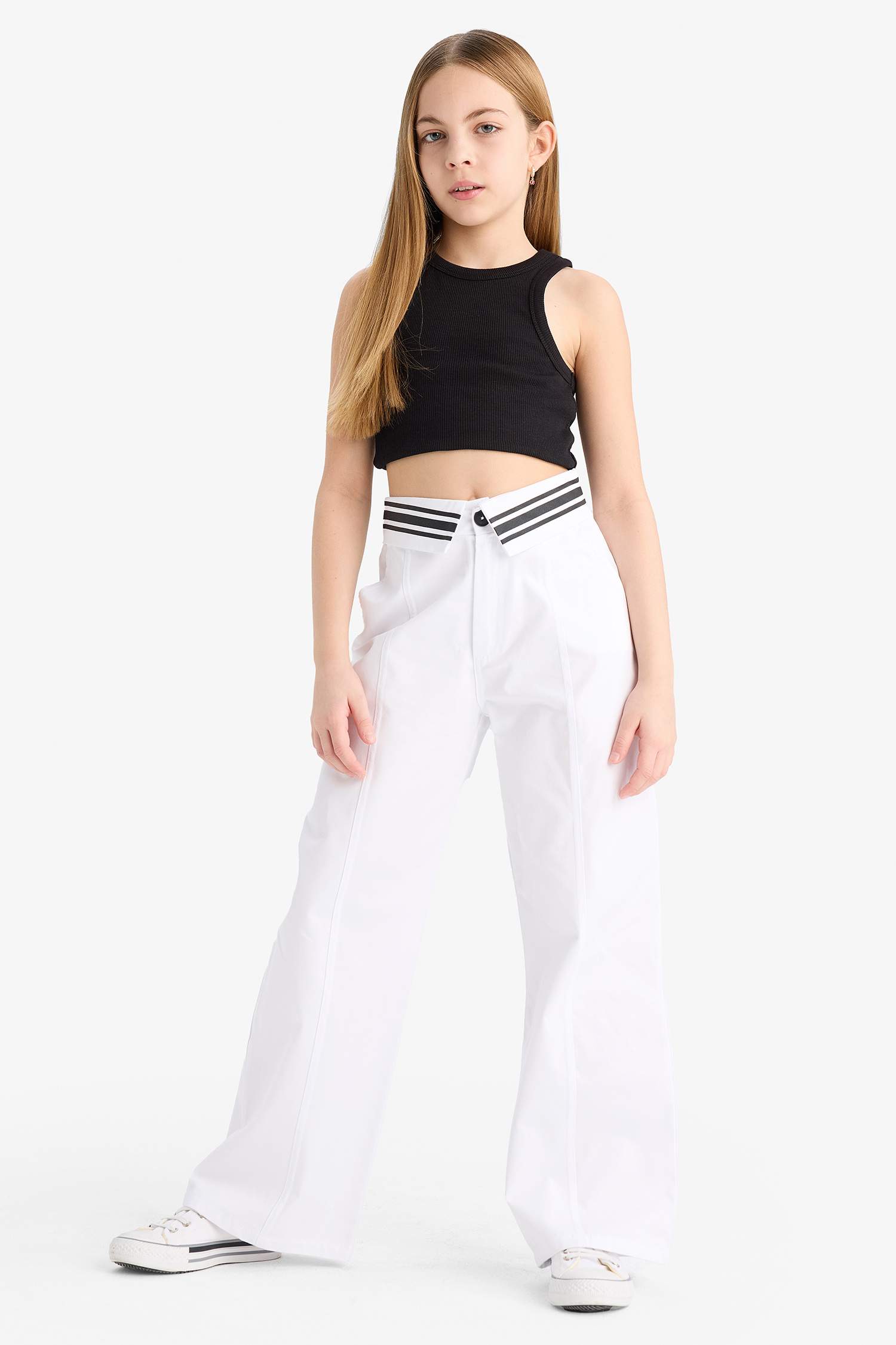 Girl Wide Leg Cotton Trousers