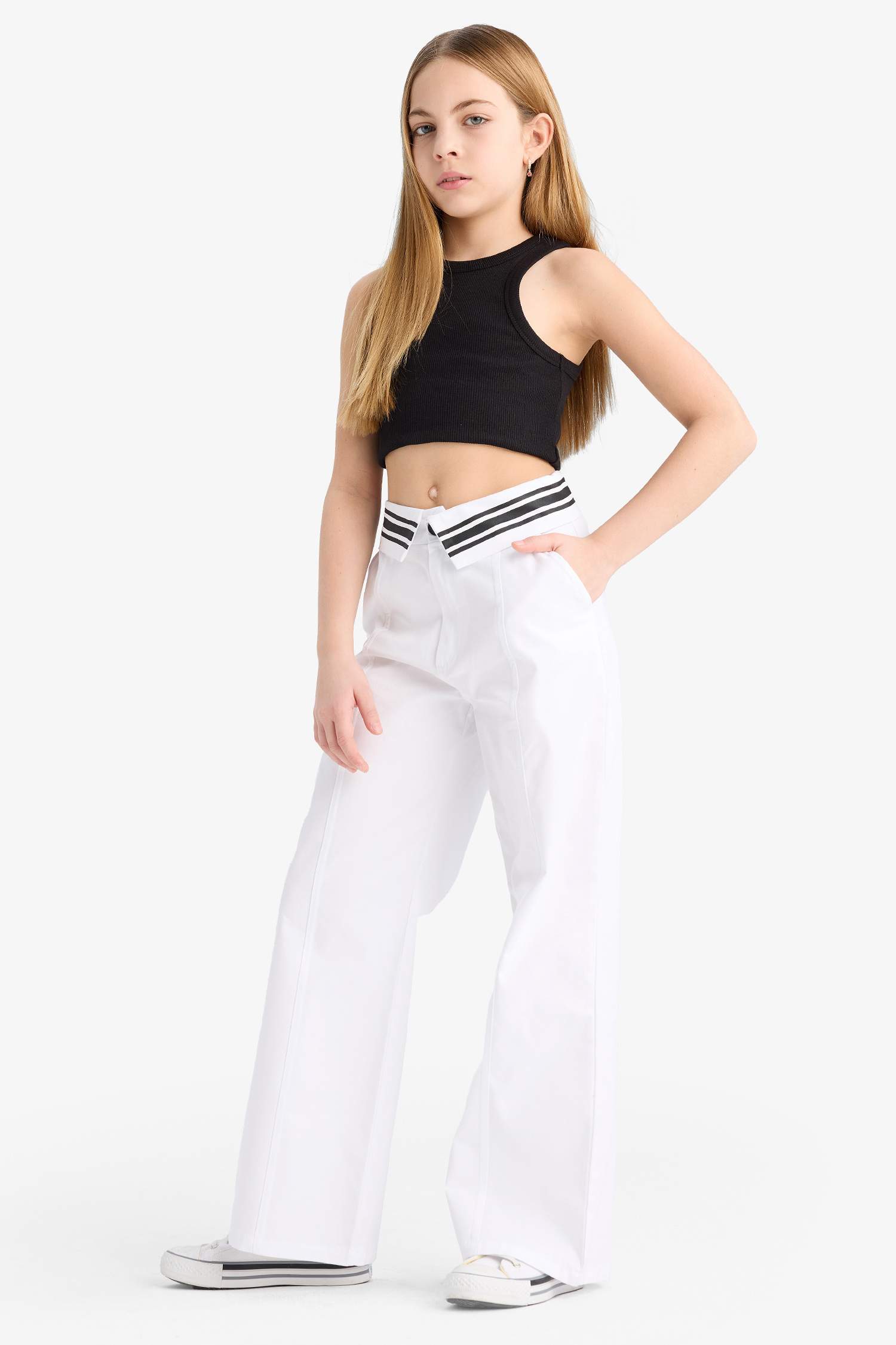 Girl Wide Leg Cotton Trousers