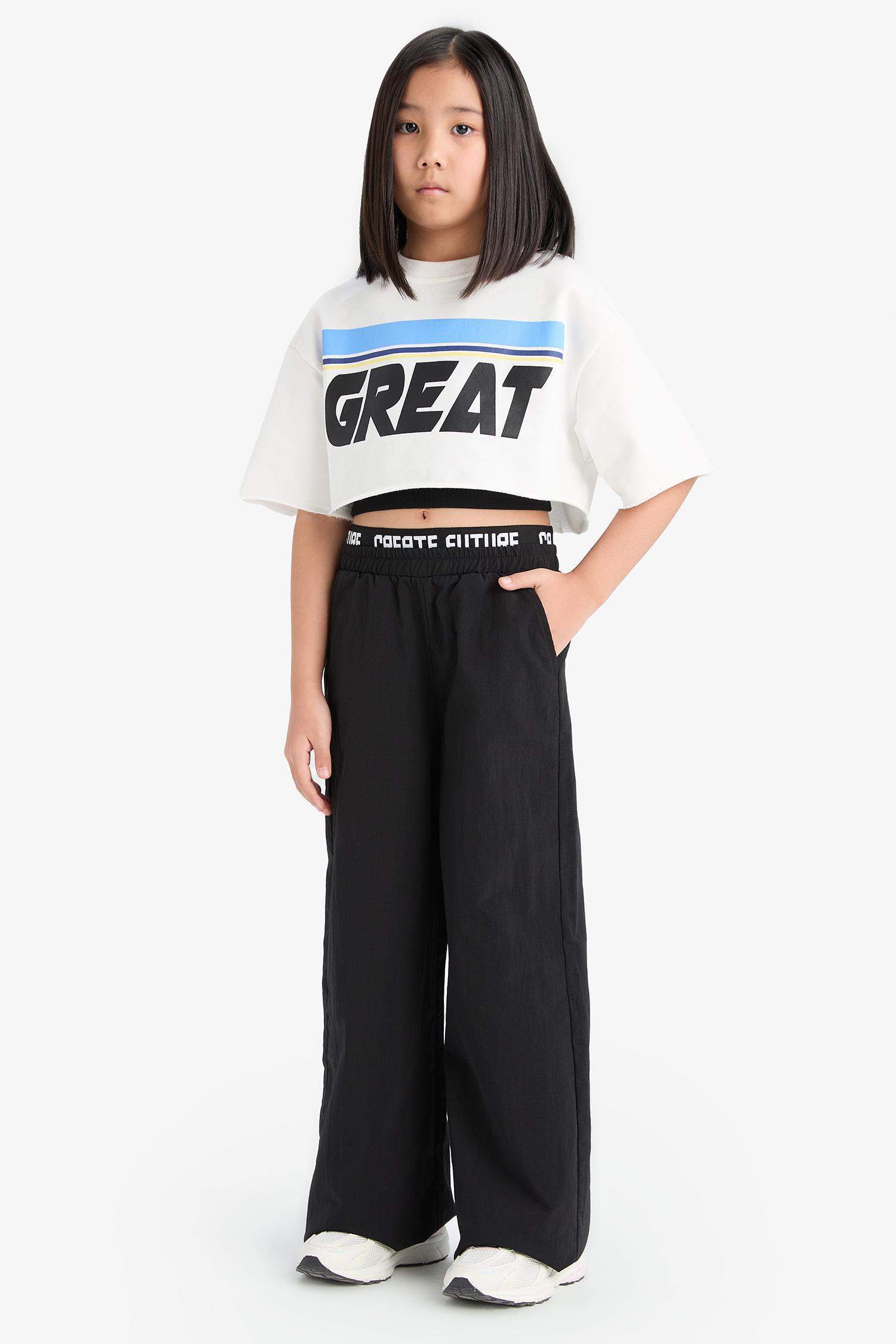 Girl Wide Leg Cotton Trousers