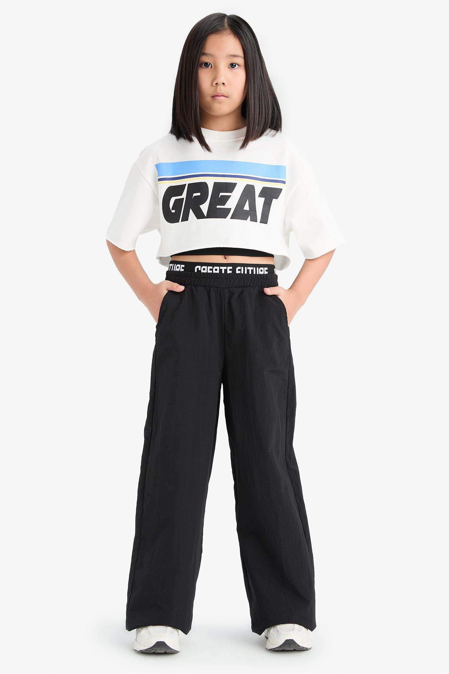 Girl Wide Leg Cotton Trousers