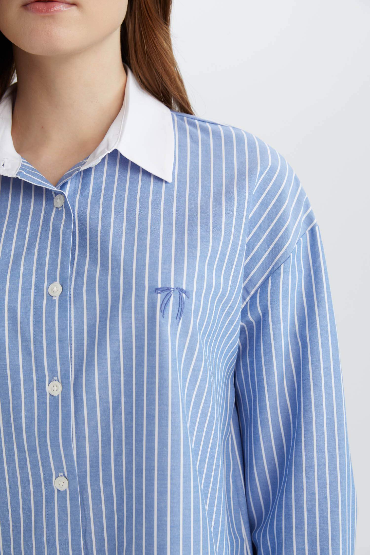 Relax Fit Çizgili Poplin Uzun Kollu Gömlek Tunik