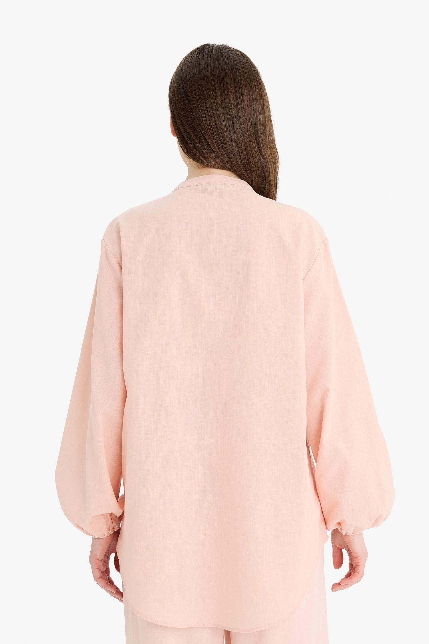 Regular Fit Flamlı Pamuk Uzun Kollu Gömlek Tunik