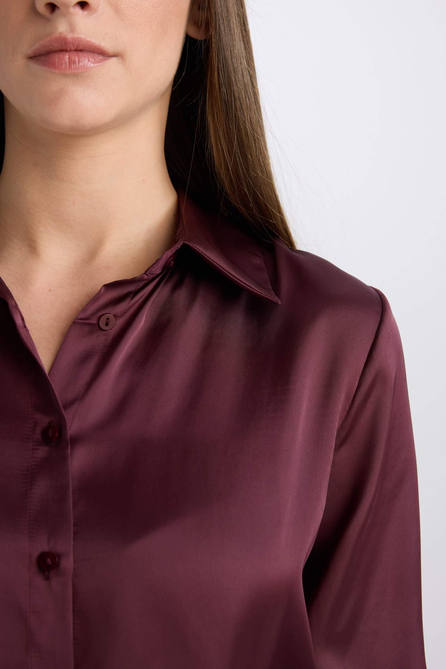 Regular Fit Saten Uzun Kollu Gömlek