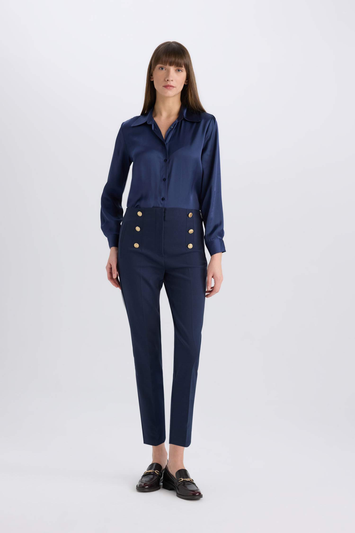 Regular Fit Saten Uzun Kollu Gömlek