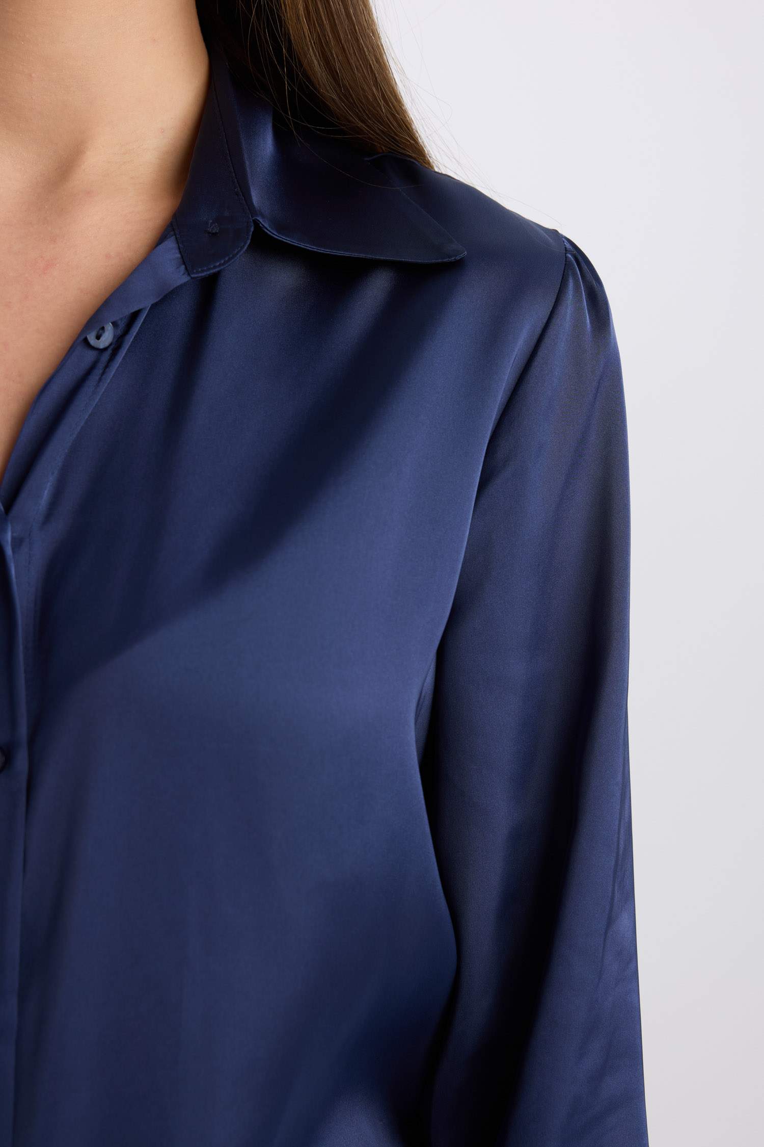 Regular Fit Saten Uzun Kollu Gömlek