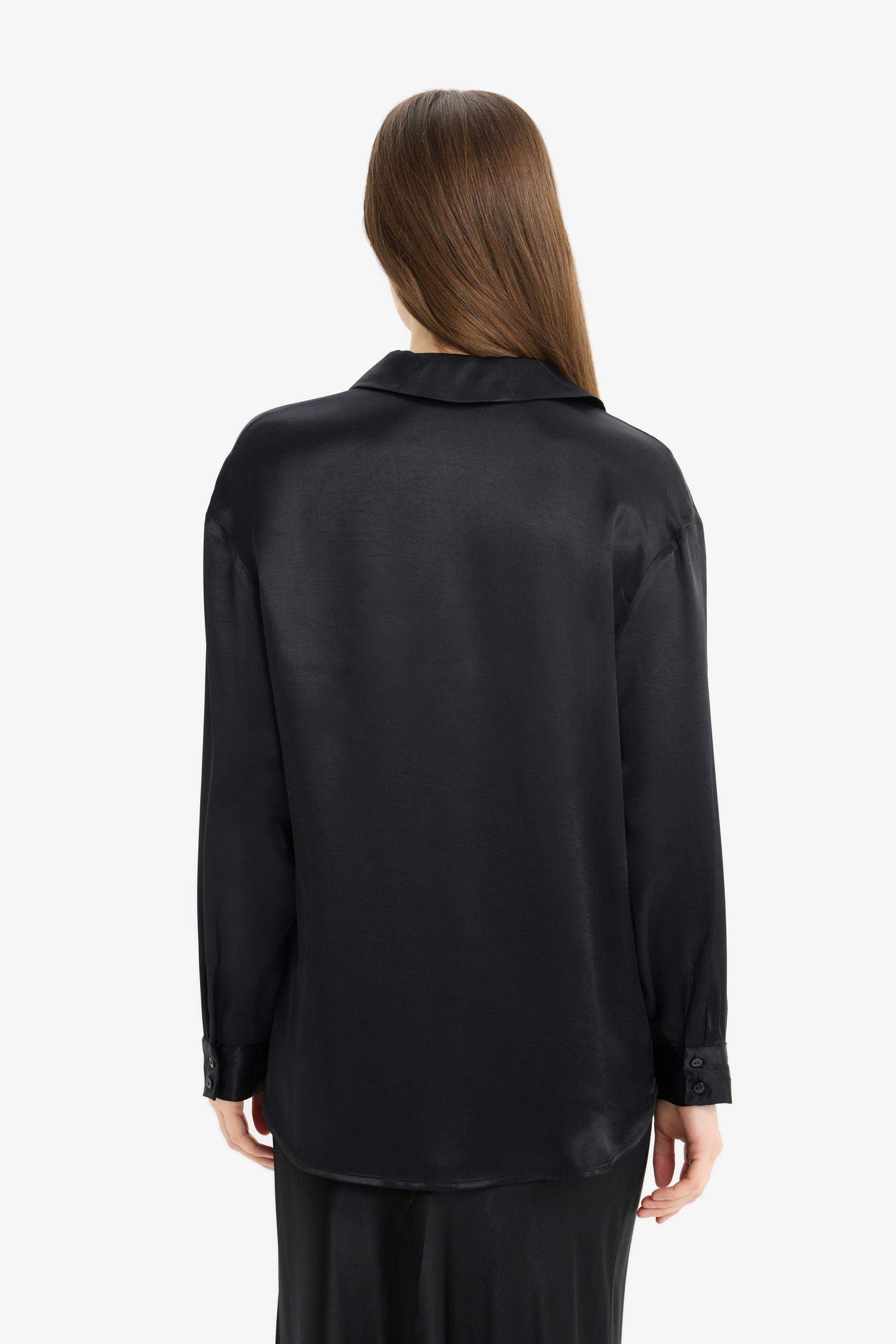 Regular Fit Saten Basic Düz Uzun Kollu Gömlek