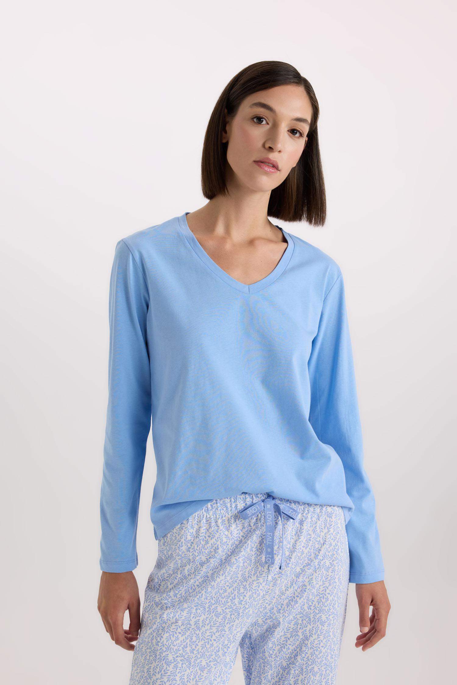 Pijama Takımı Regular Fit Uzun Kollu Üst Beli Lastikli Uzun Alt