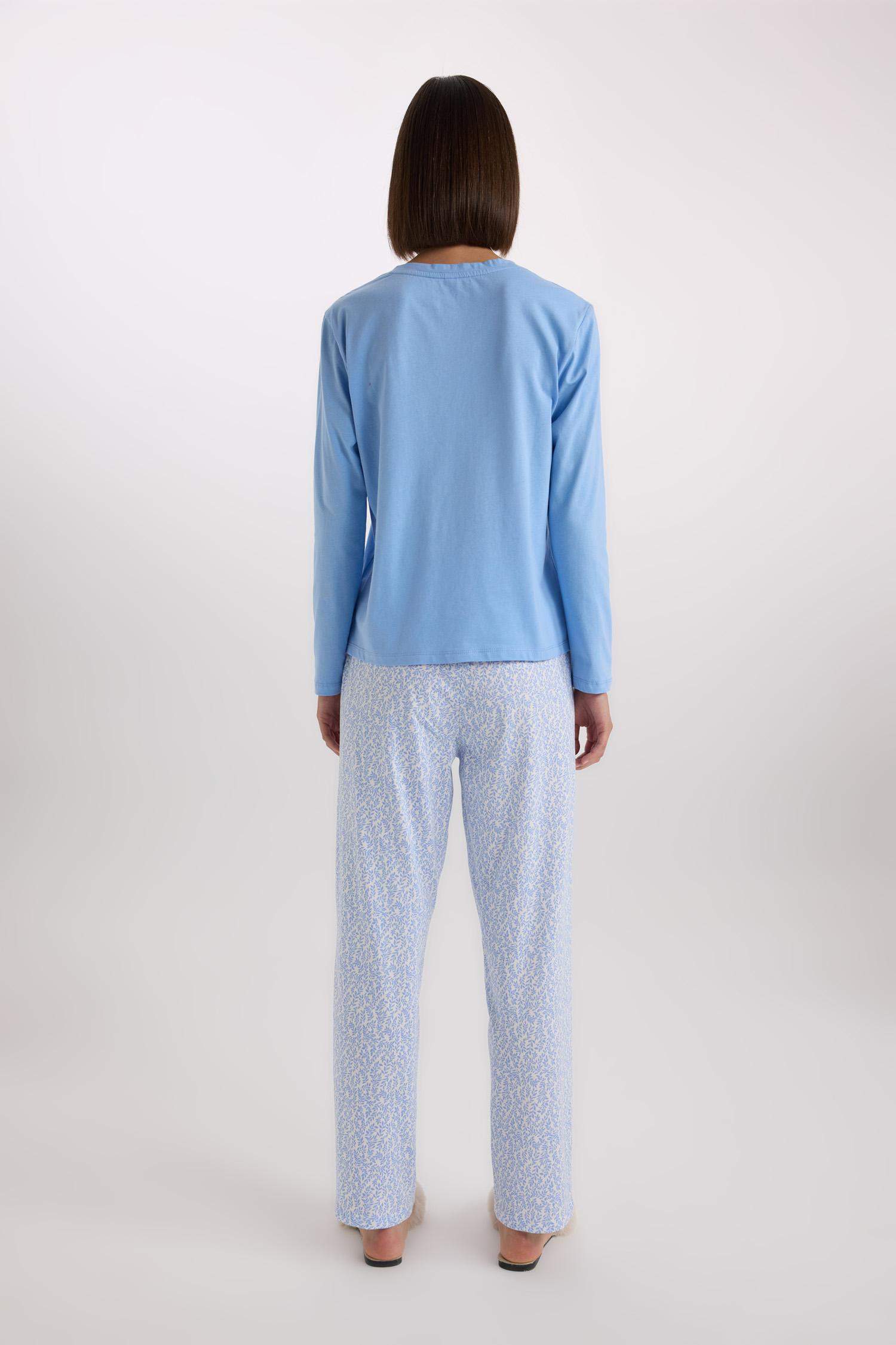 Pijama Takımı Regular Fit Uzun Kollu Üst Beli Lastikli Uzun Alt