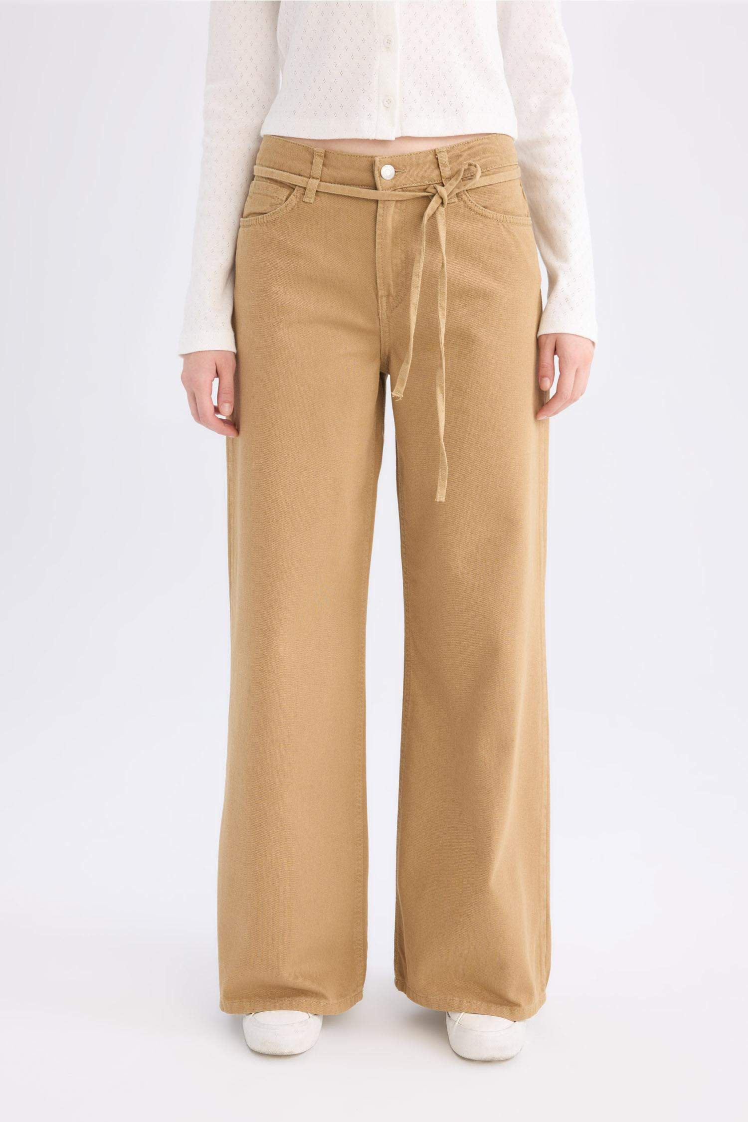 Gabardine Wide Leg High Waist Pants