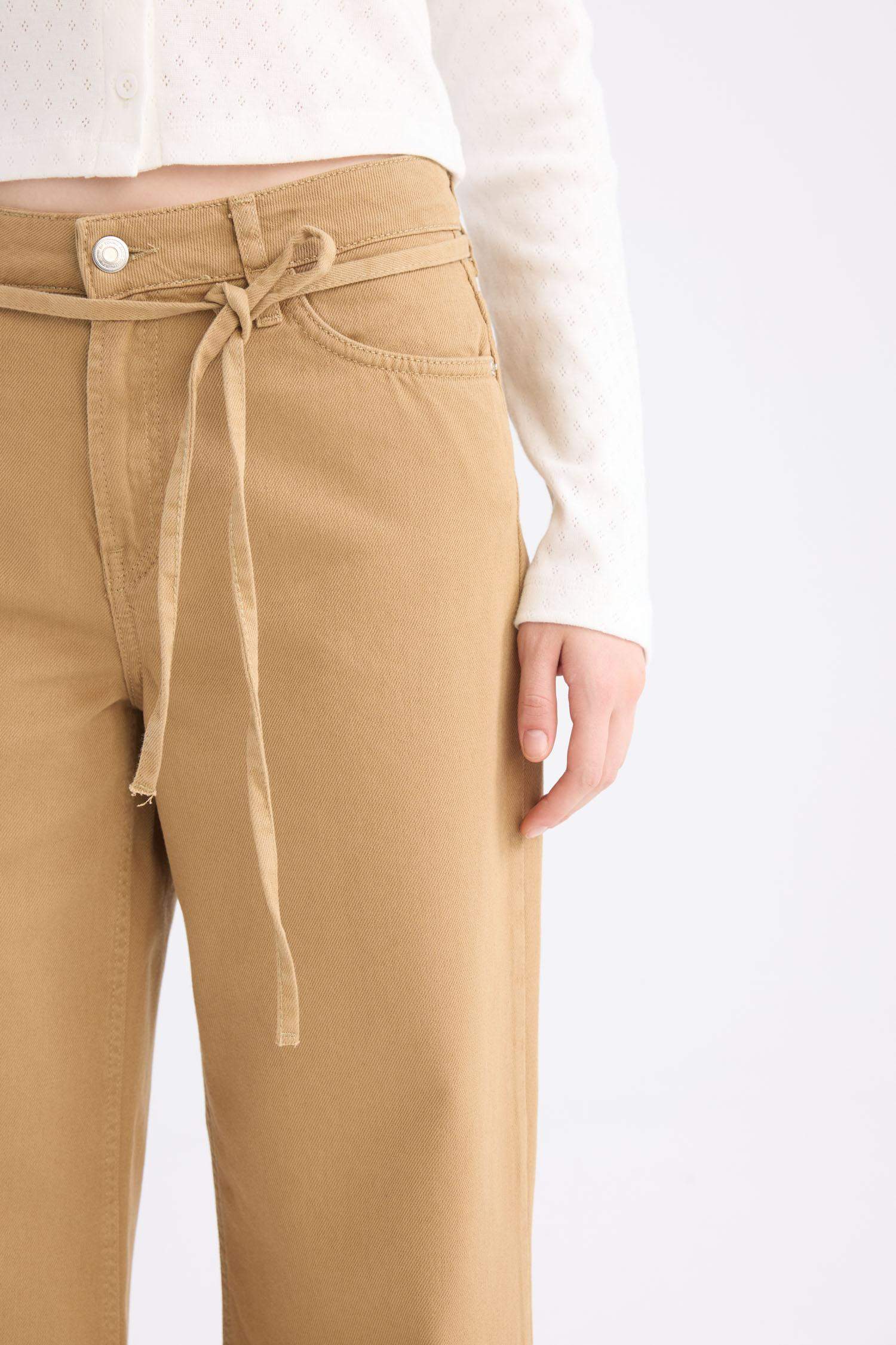 Gabardine Wide Leg High Waist Pants