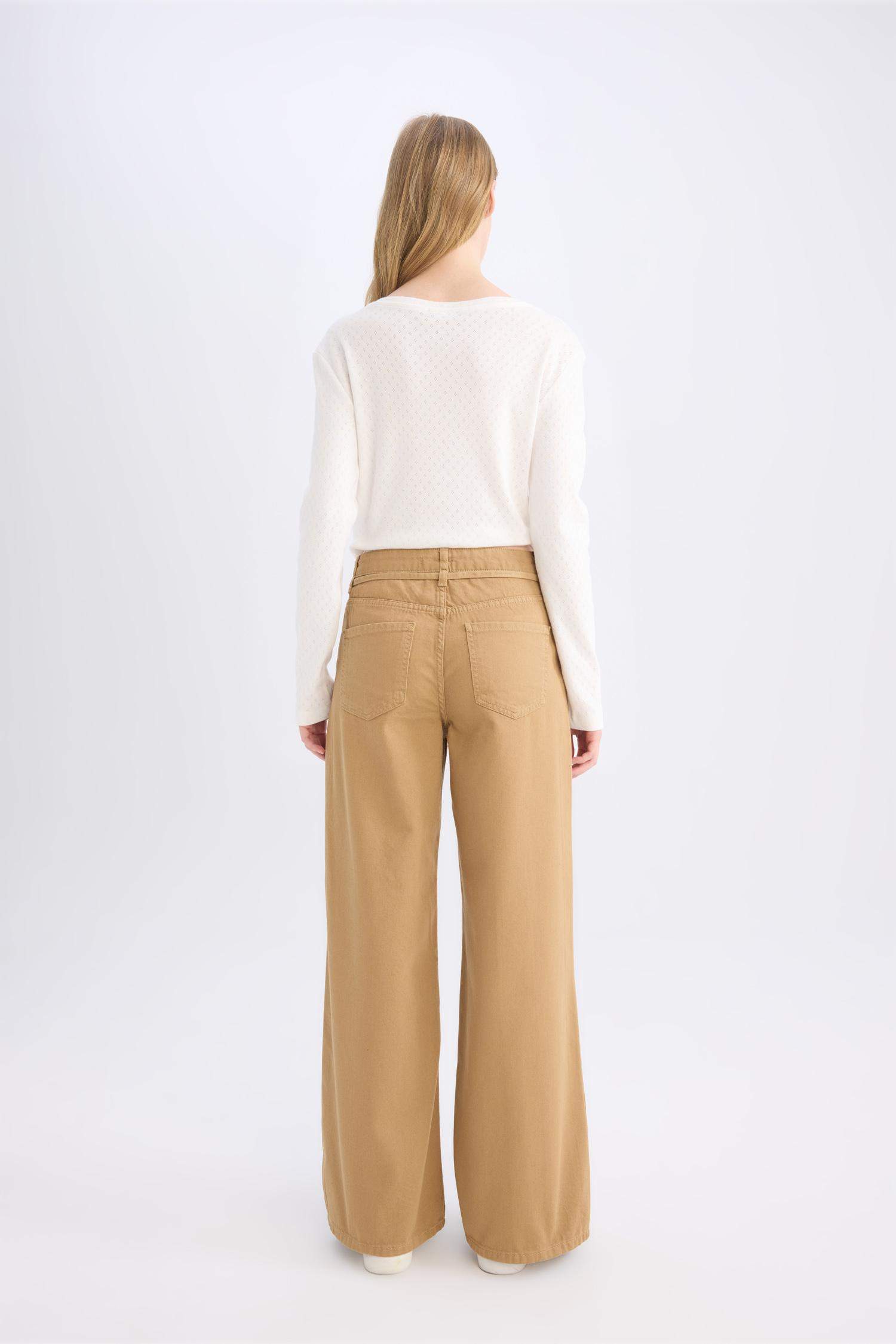 Gabardine Wide Leg High Waist Pants