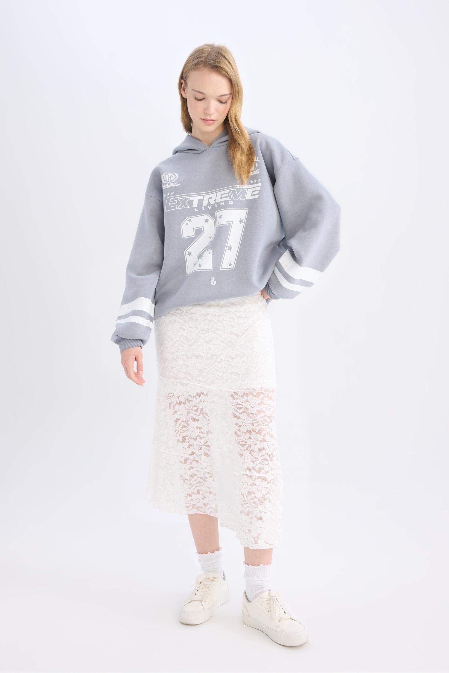 A Form Yüksek Bel Dantel Maxi Etek