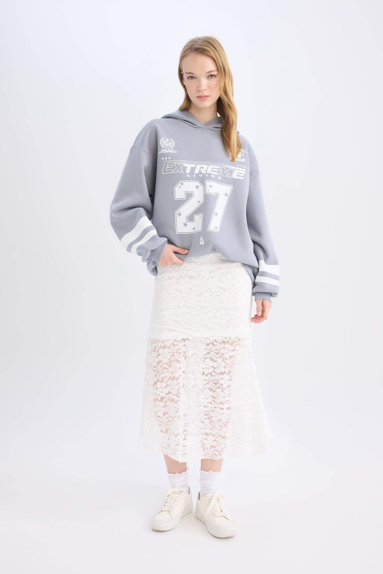 A Form Yüksek Bel Dantel Maxi Etek