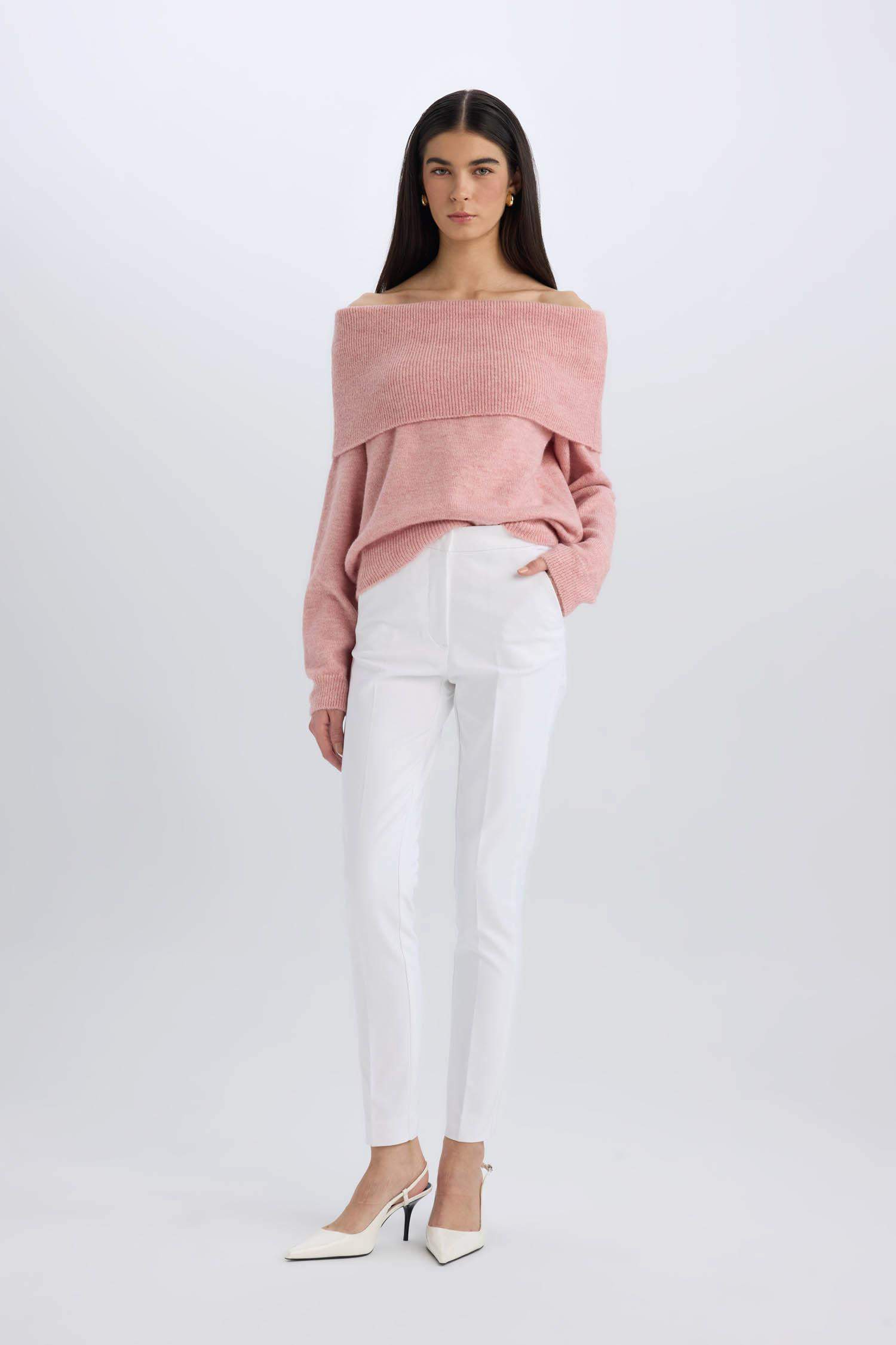 Oversize Geniş Kalıp Açık Omuz Triko Kazak