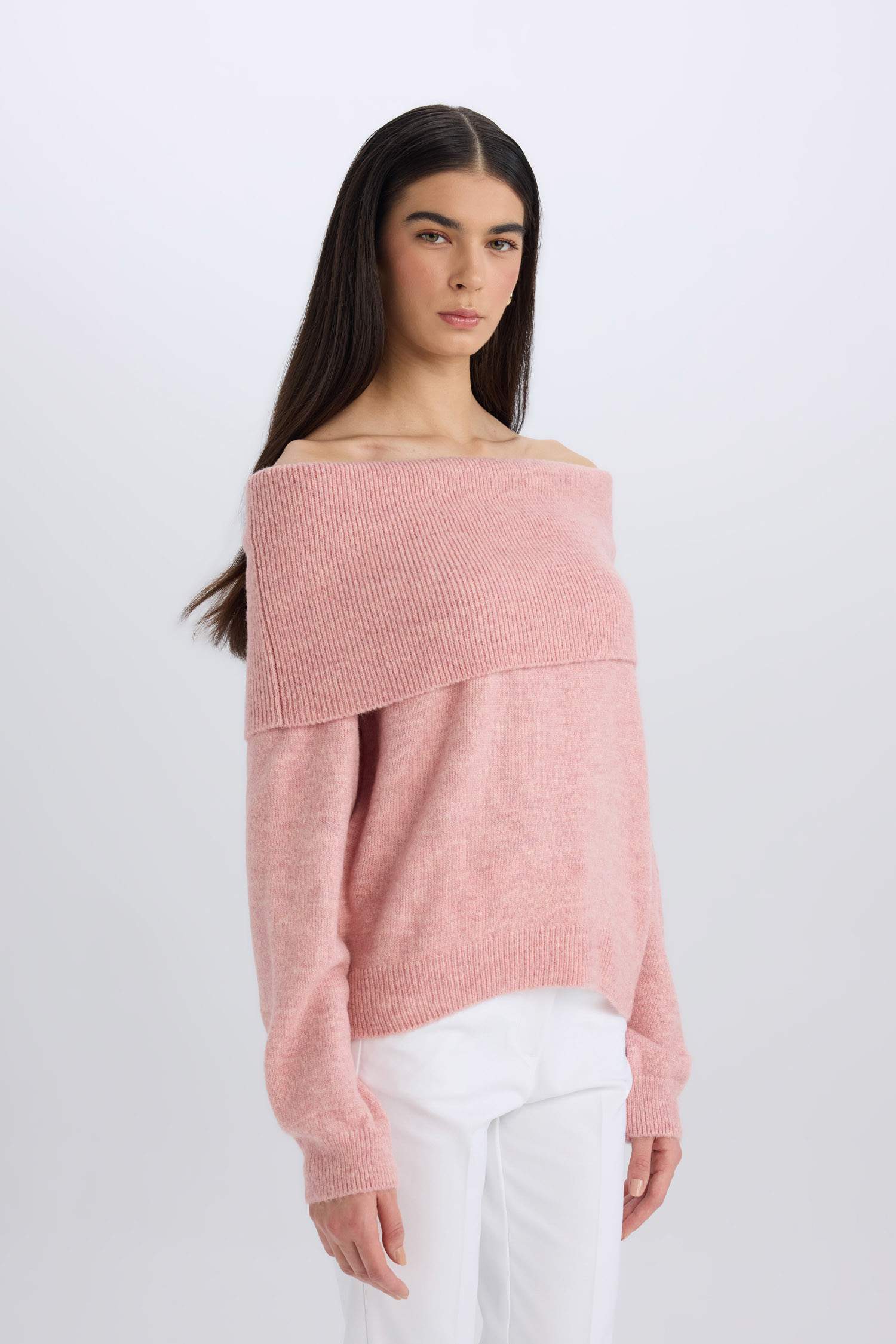 Oversize Geniş Kalıp Açık Omuz Triko Kazak