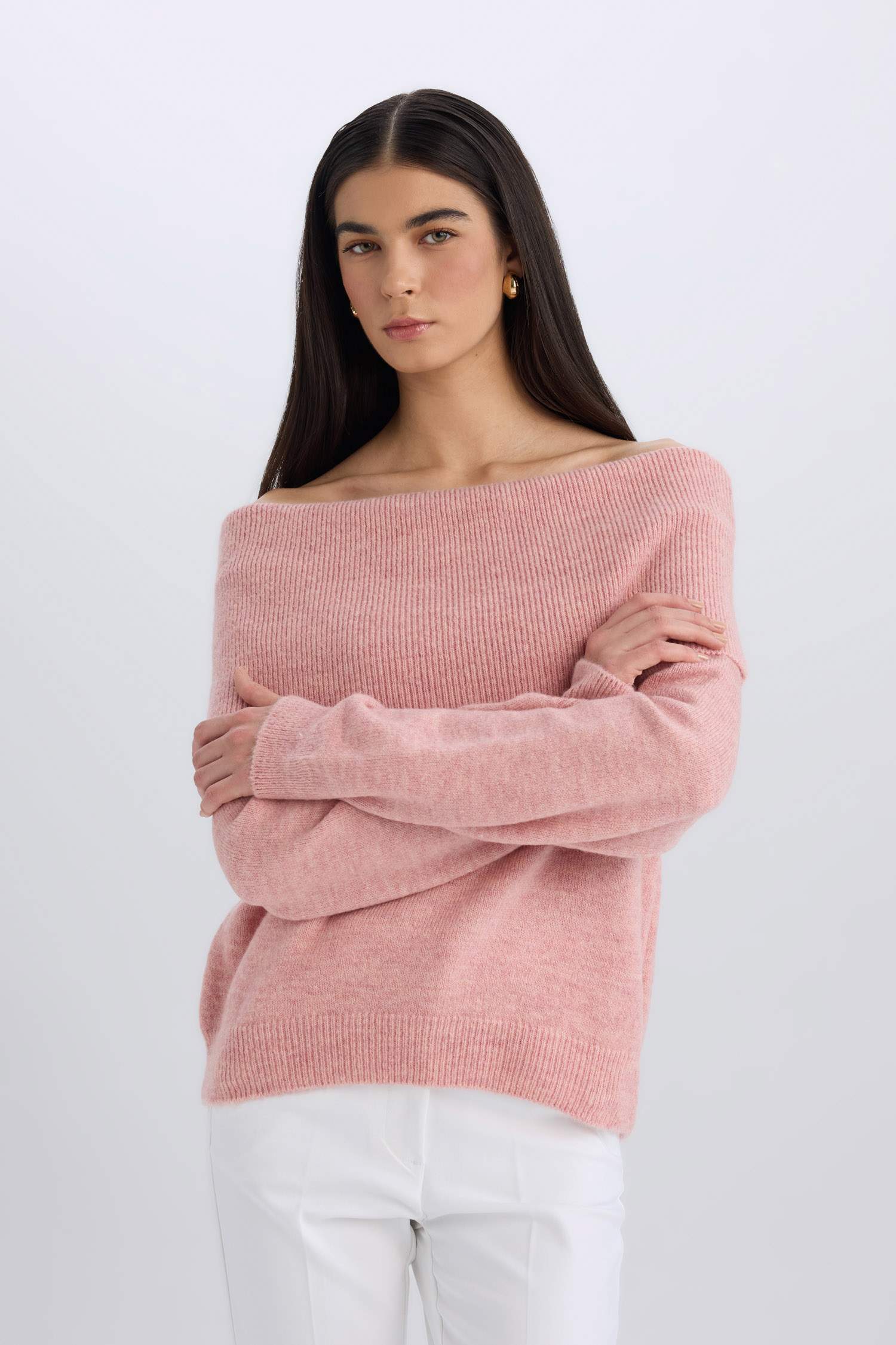 Oversize Geniş Kalıp Açık Omuz Triko Kazak