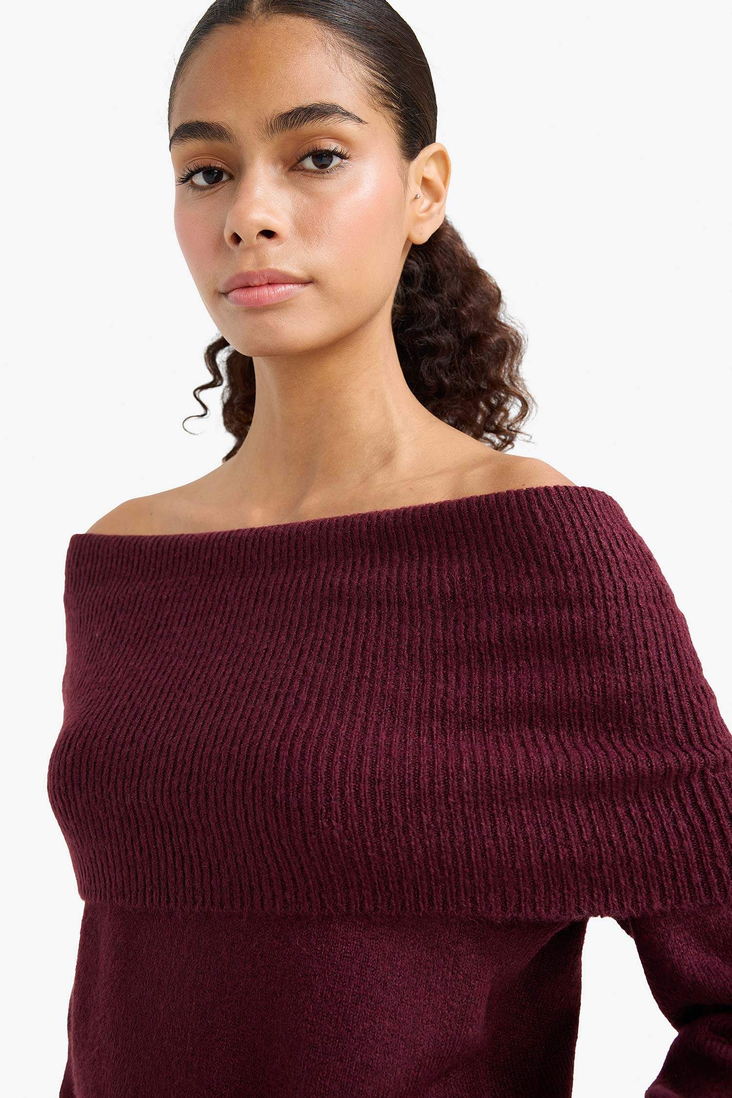 Regular Fit Off Shoulder Knitwear Pullover