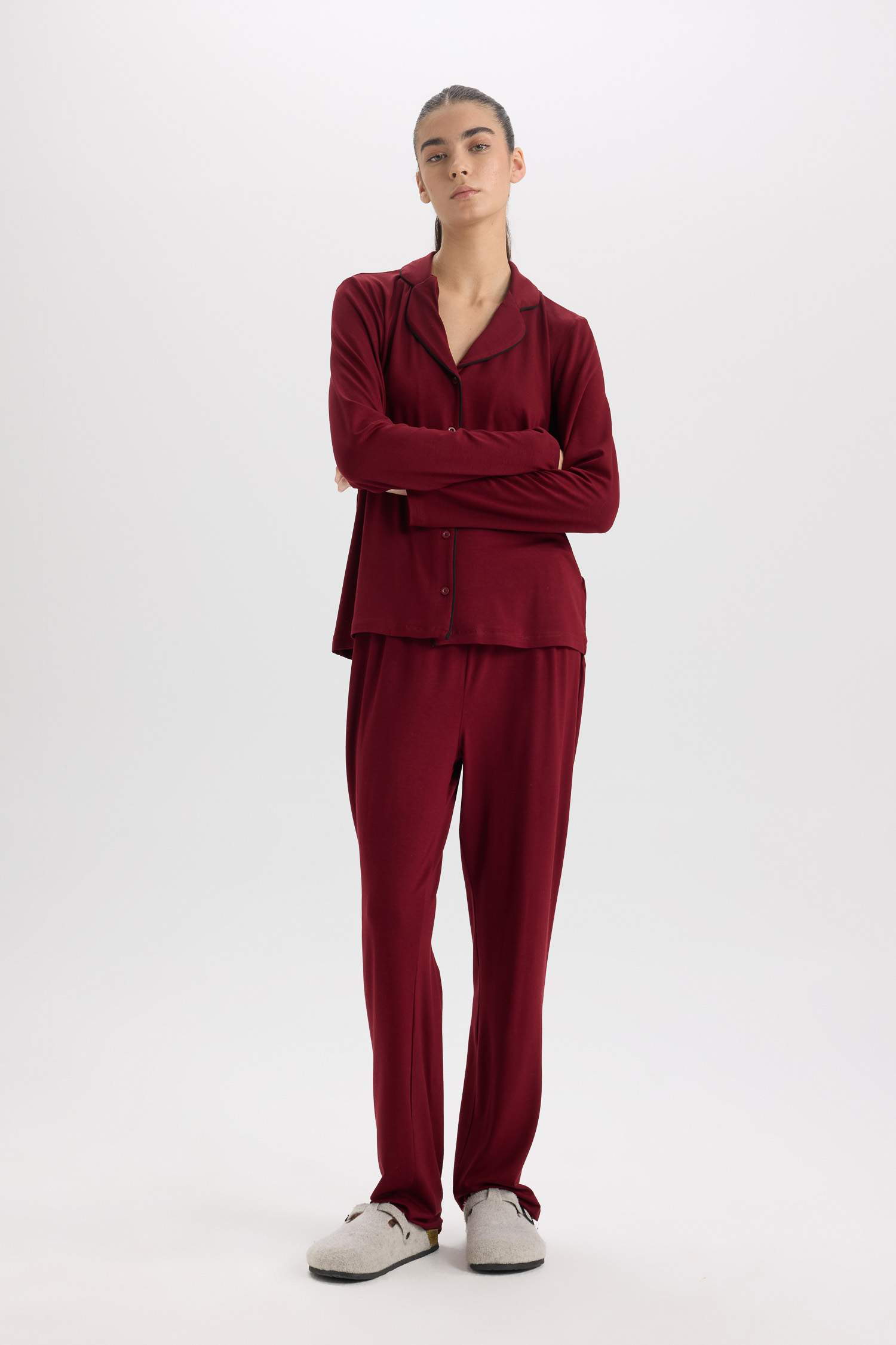 Pijama Takımı Regular Fit Uzun Kollu Üst Uzun Alt-Fall in Love