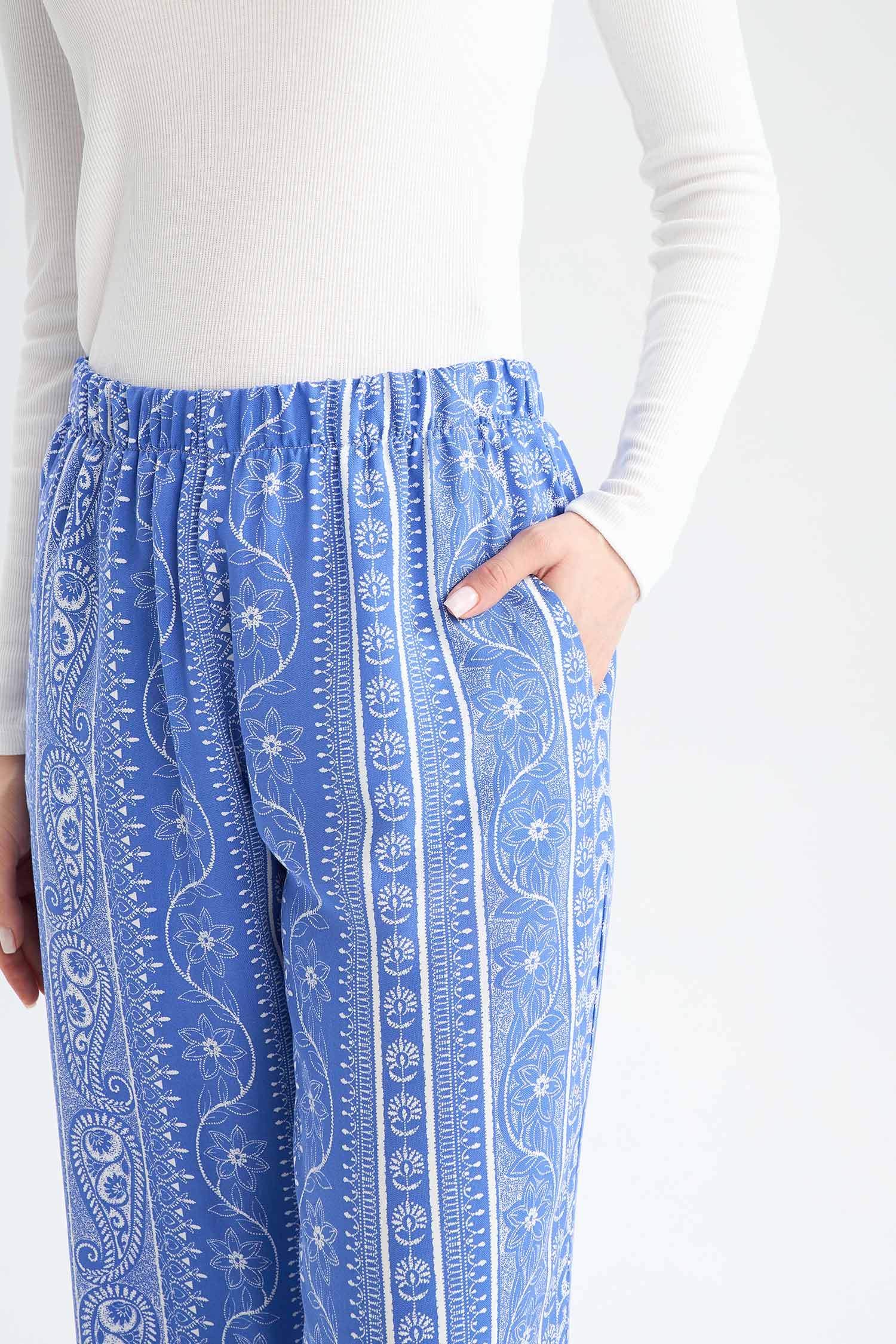 بنطرون كاجوال فيسكوز برجل واسع وايد ليج