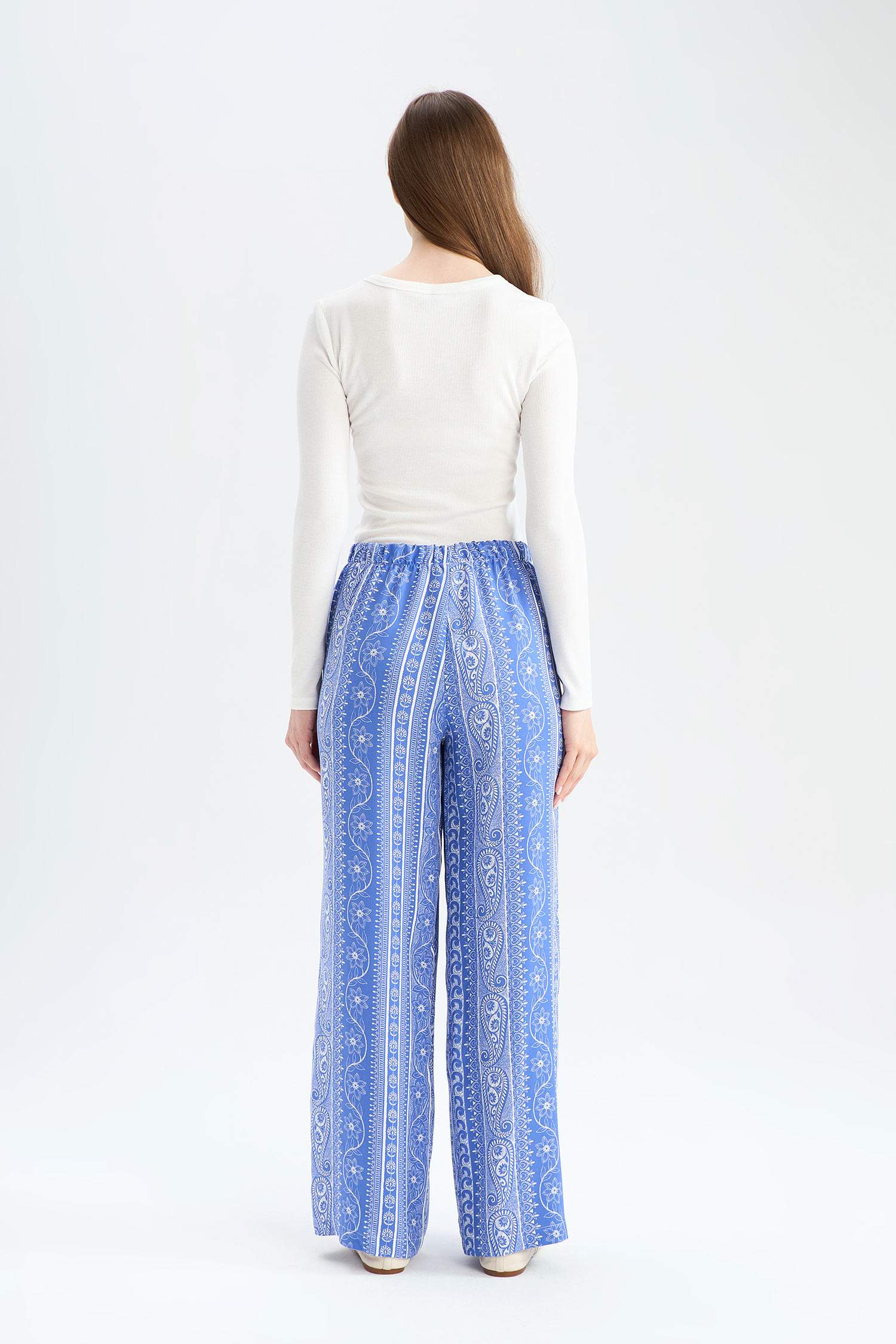 بنطرون كاجوال فيسكوز برجل واسع وايد ليج