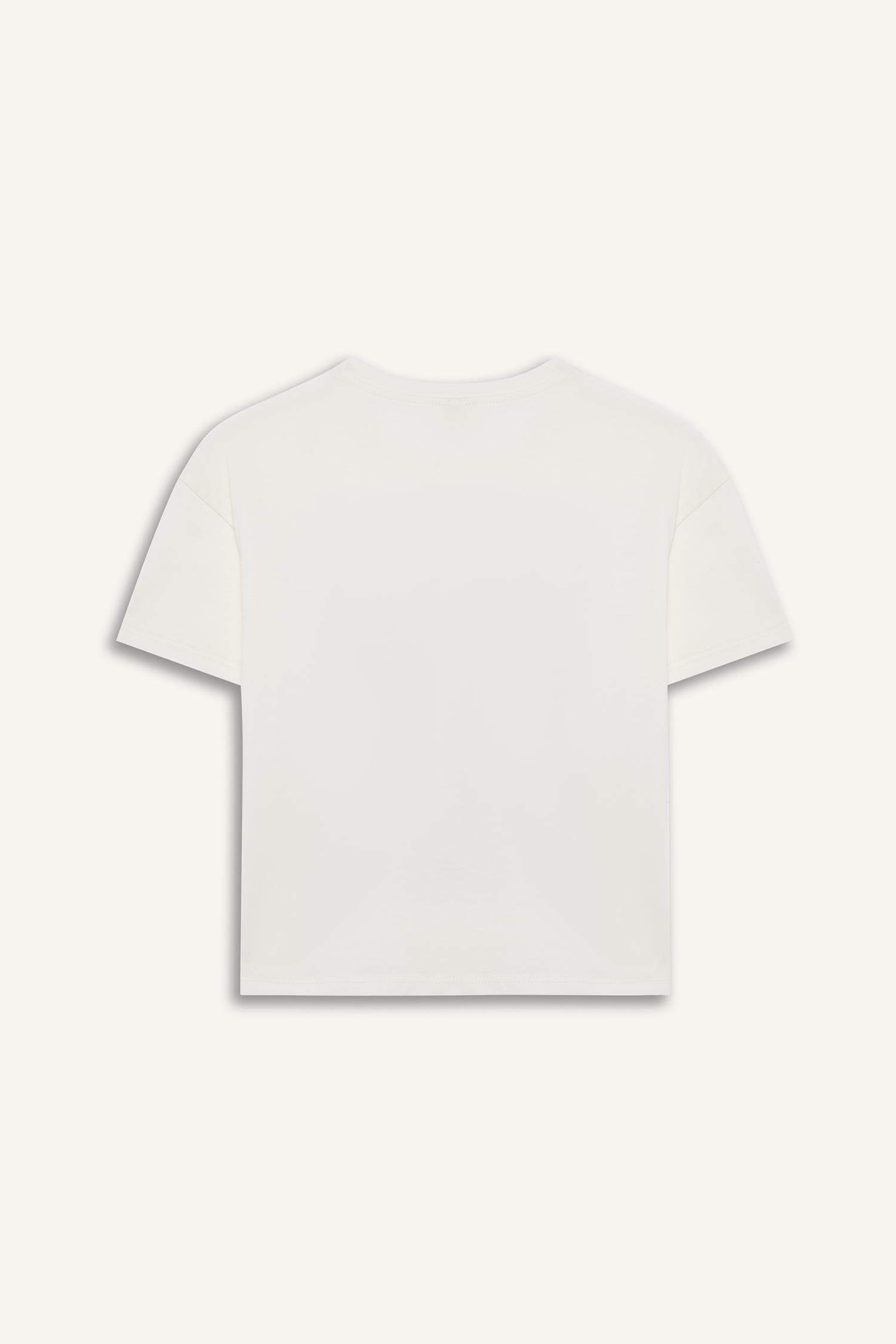 Kız Çocuk Relax Fit Bisiklet Yaka Baskılı Kısa Kollu Tişört