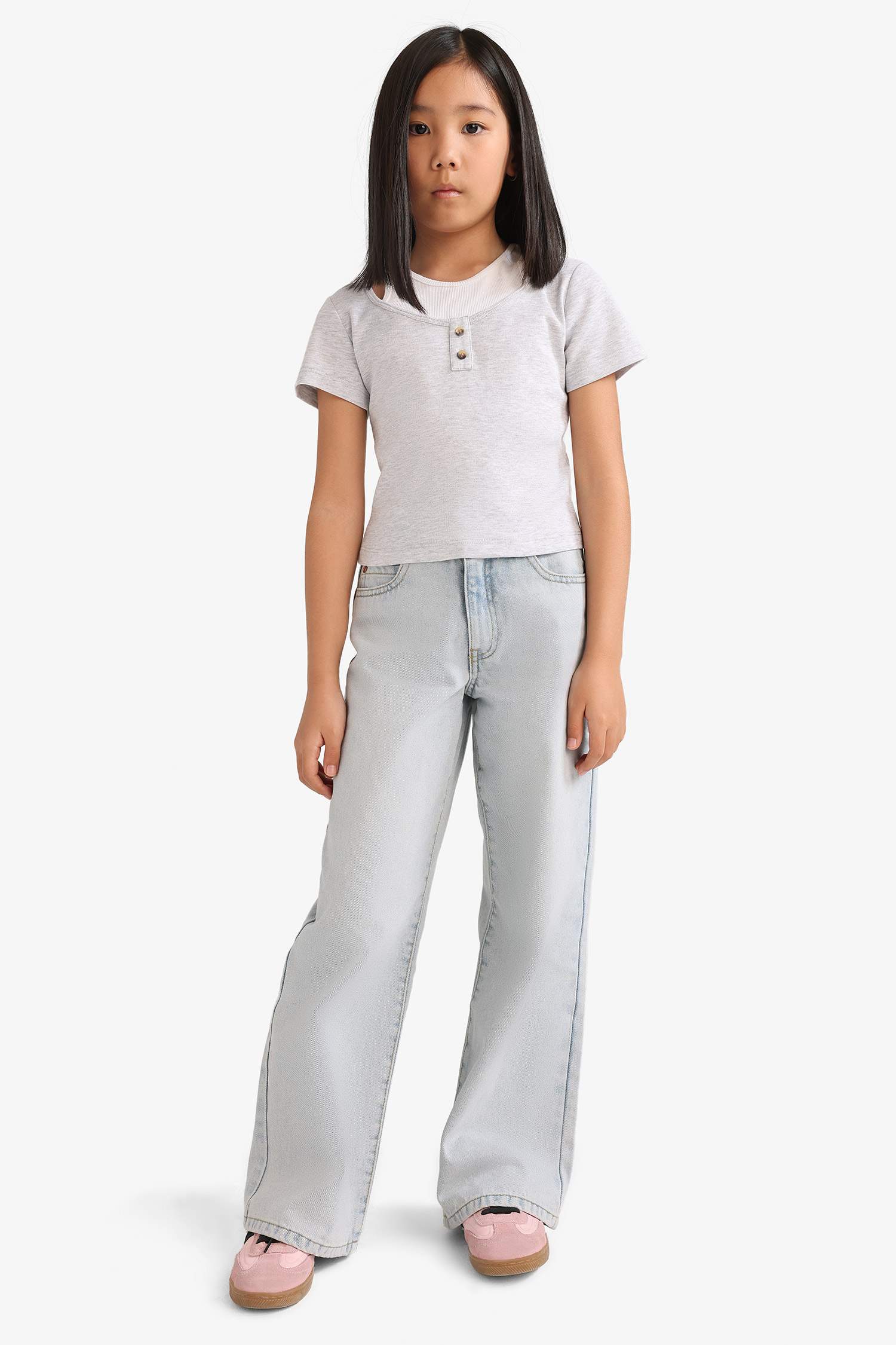 Girl Cropped Fit Anime Printed Ribbed T-Shirt