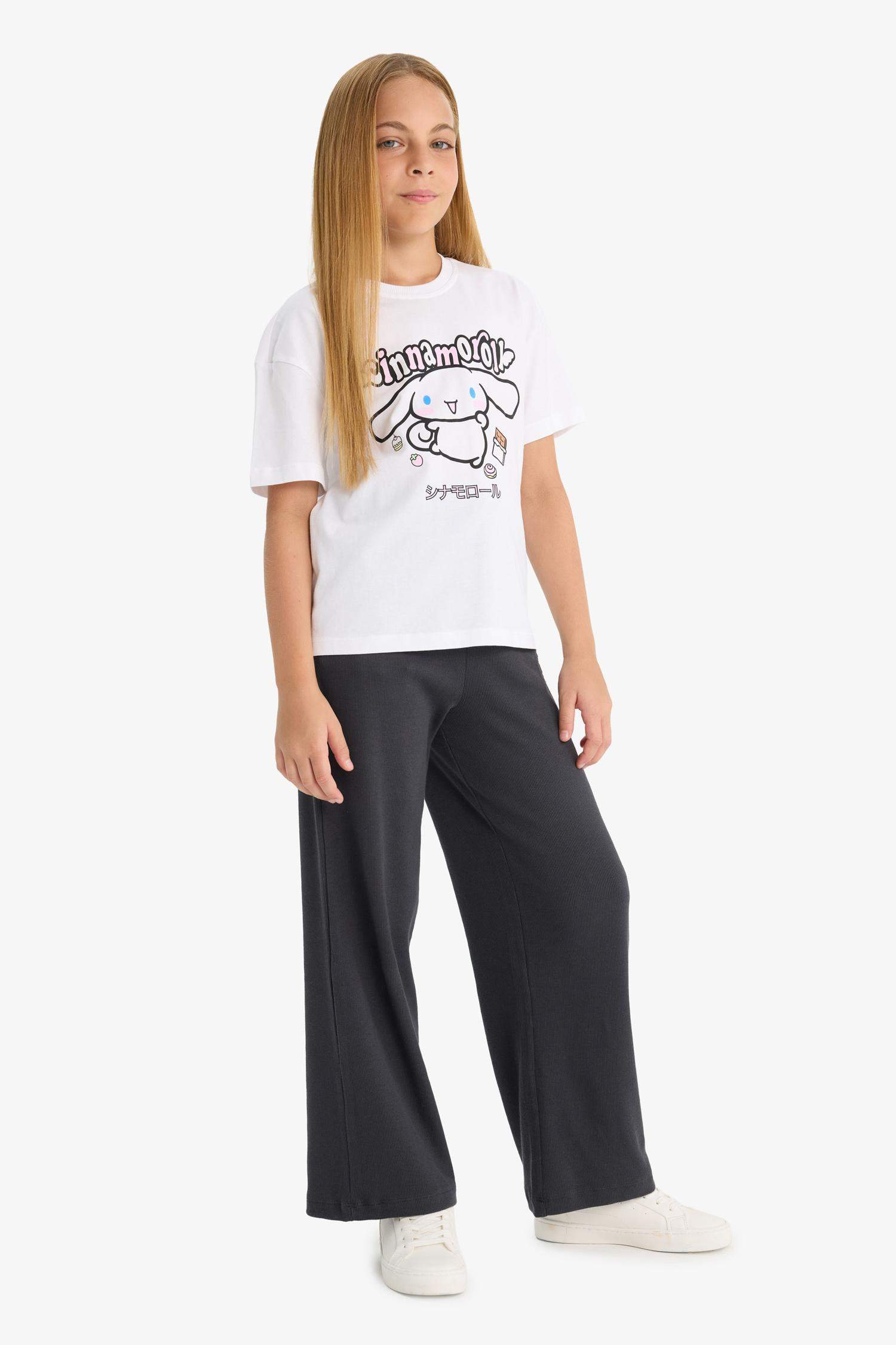 Kız Çocuk Beli Lastikli Wide Leg Geniş Paça Eşofman Altı 